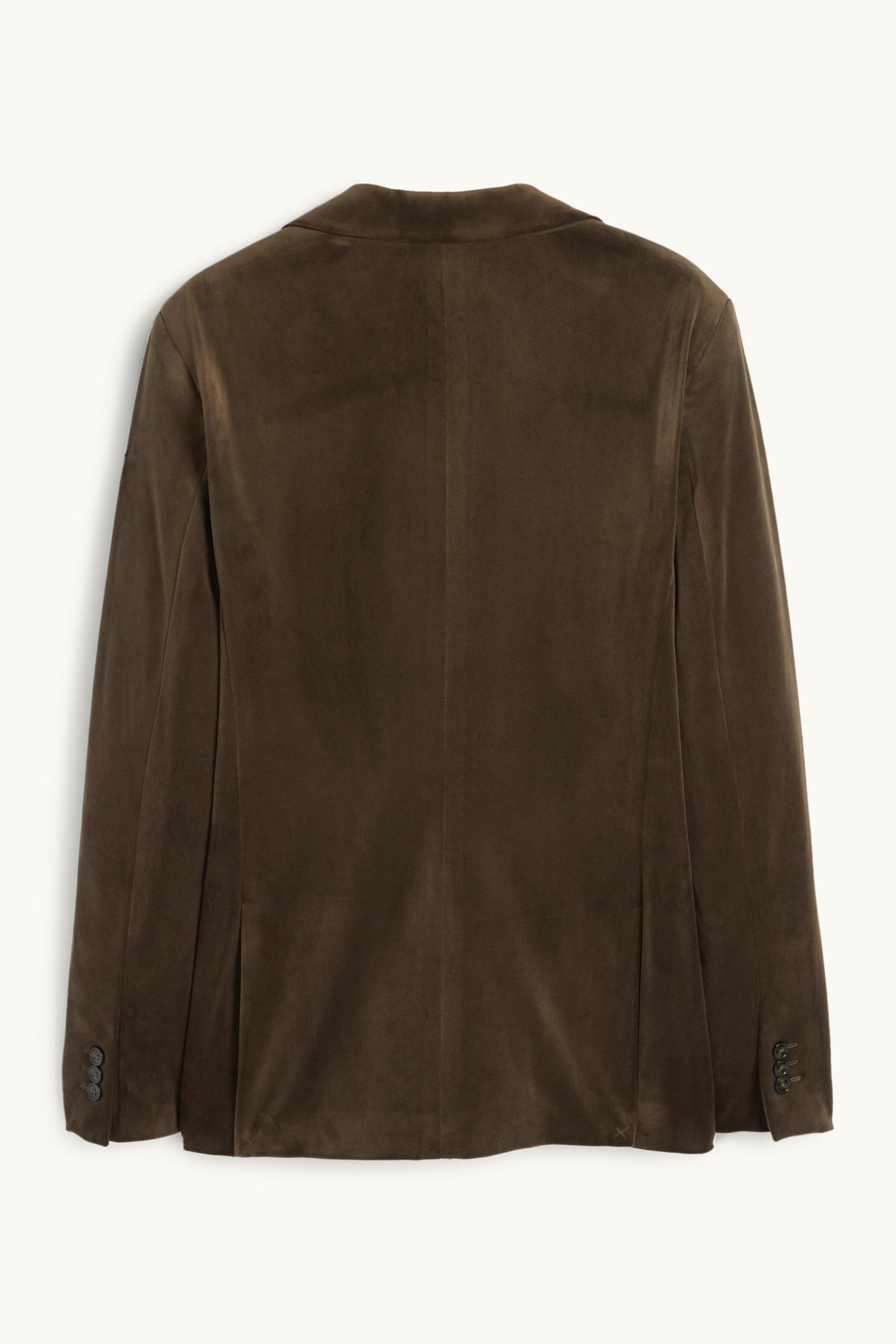 Tailored velvet jacket - slim fit - stretch dark green