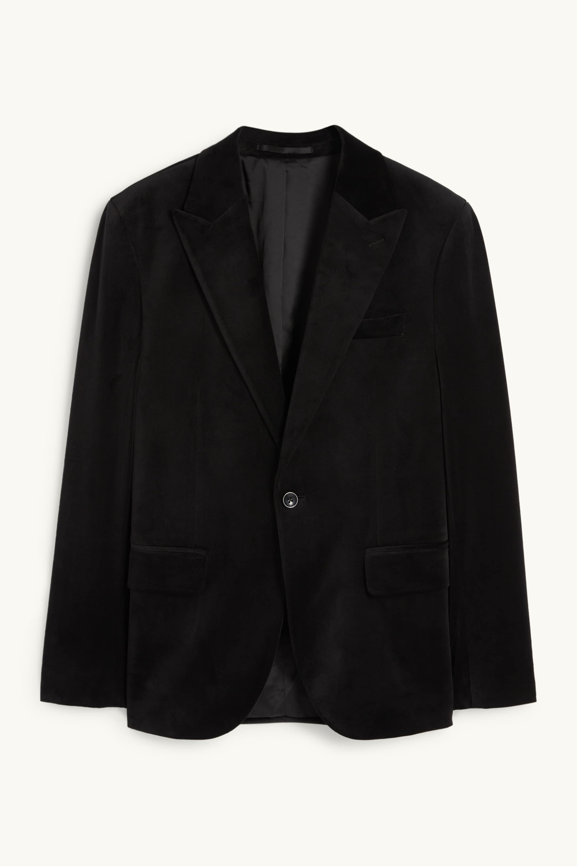 Tailored velvet jacket - slim fit - stretch black