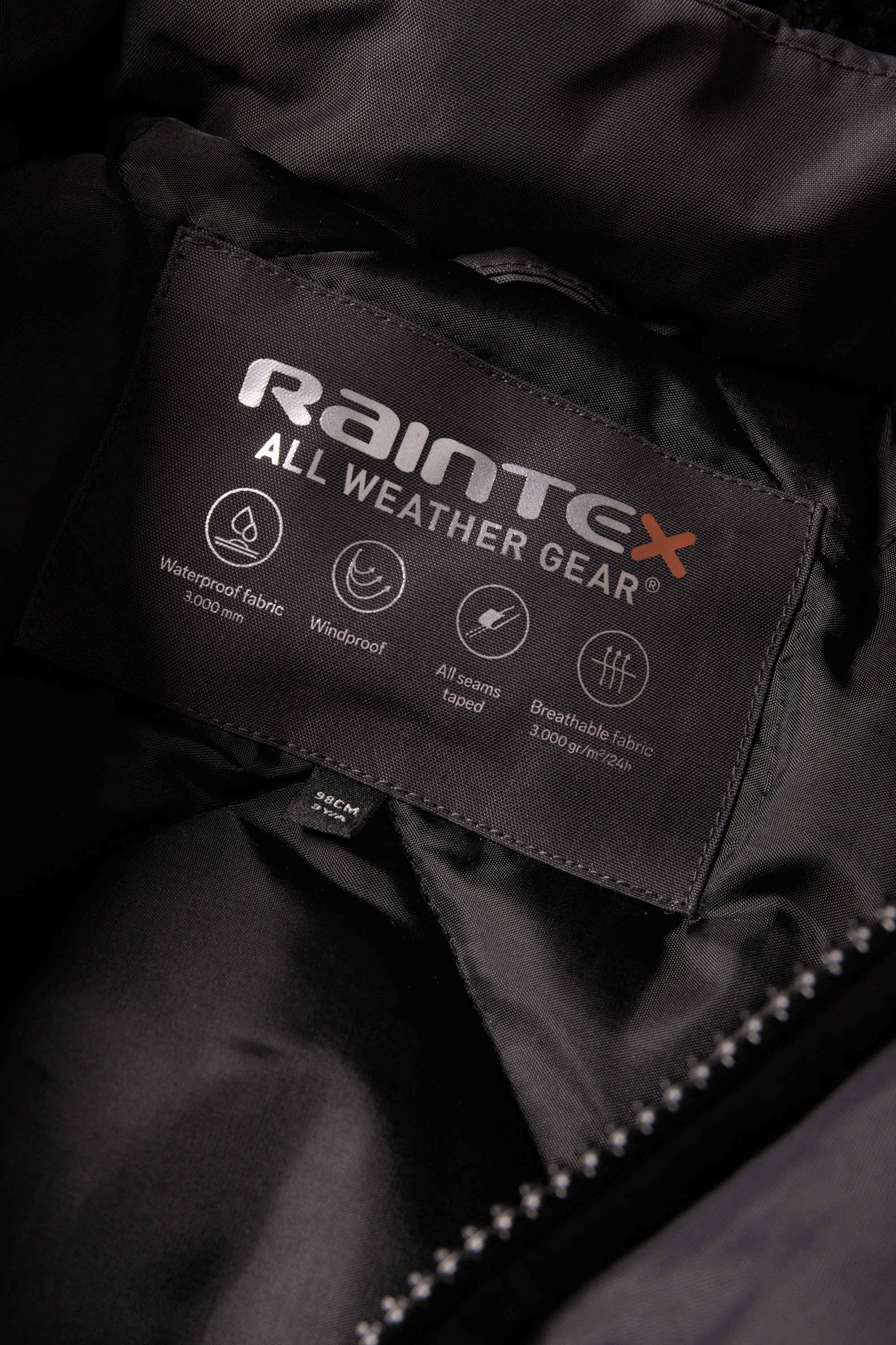 Rain jacket with hood and faux fur trim - lined dark gray