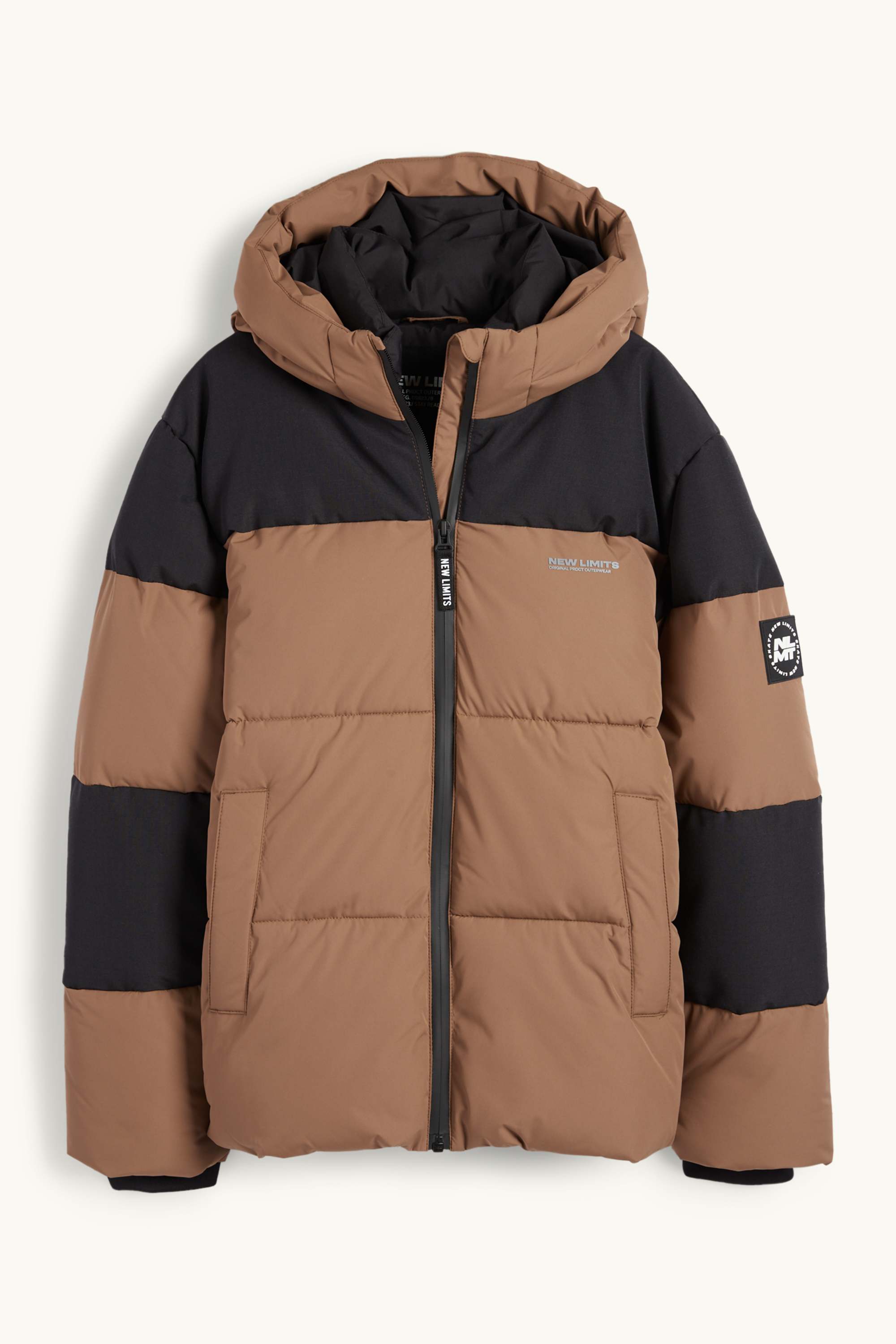 Quilted jacket with hood brown