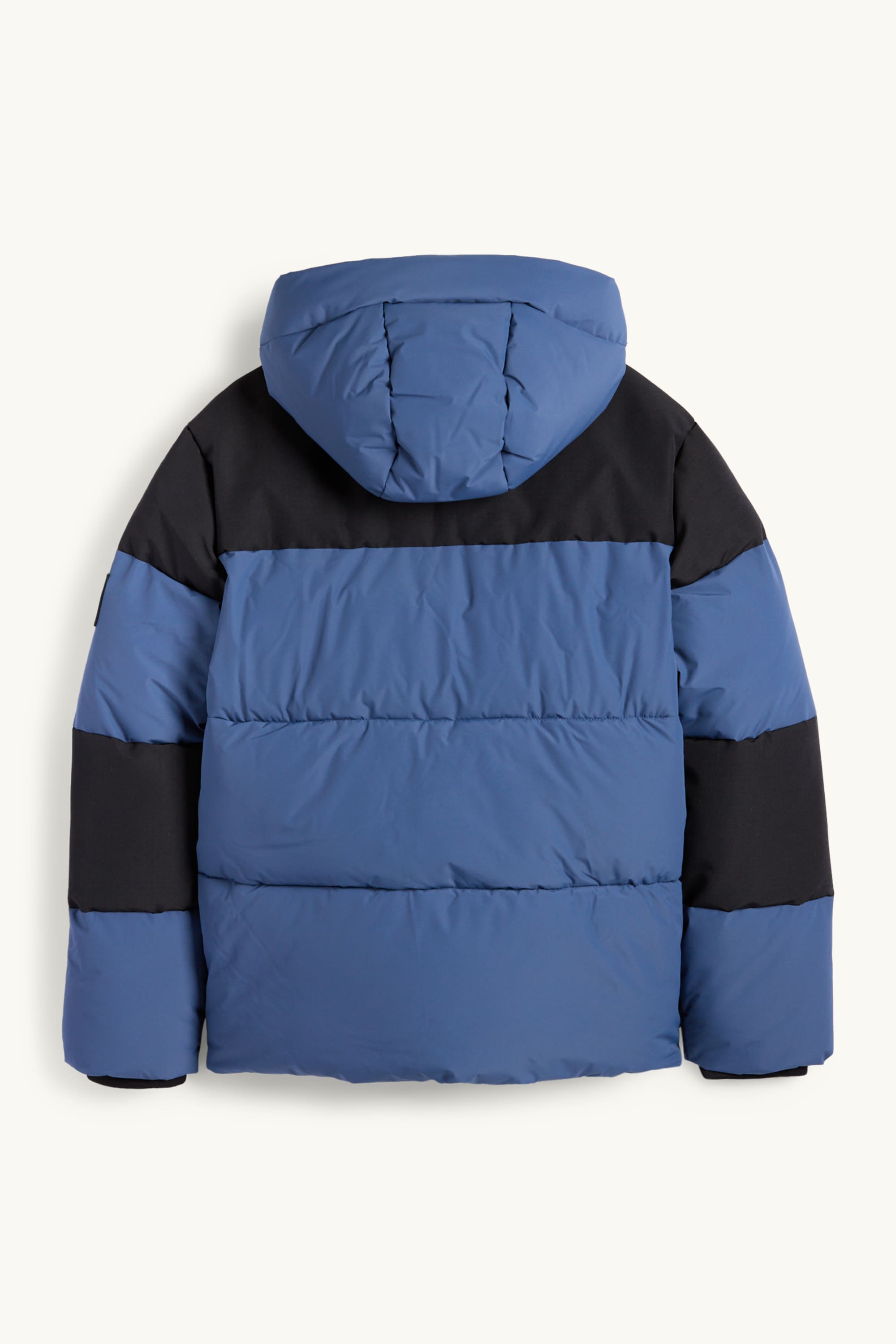 Quilted jacket with hood dark blue