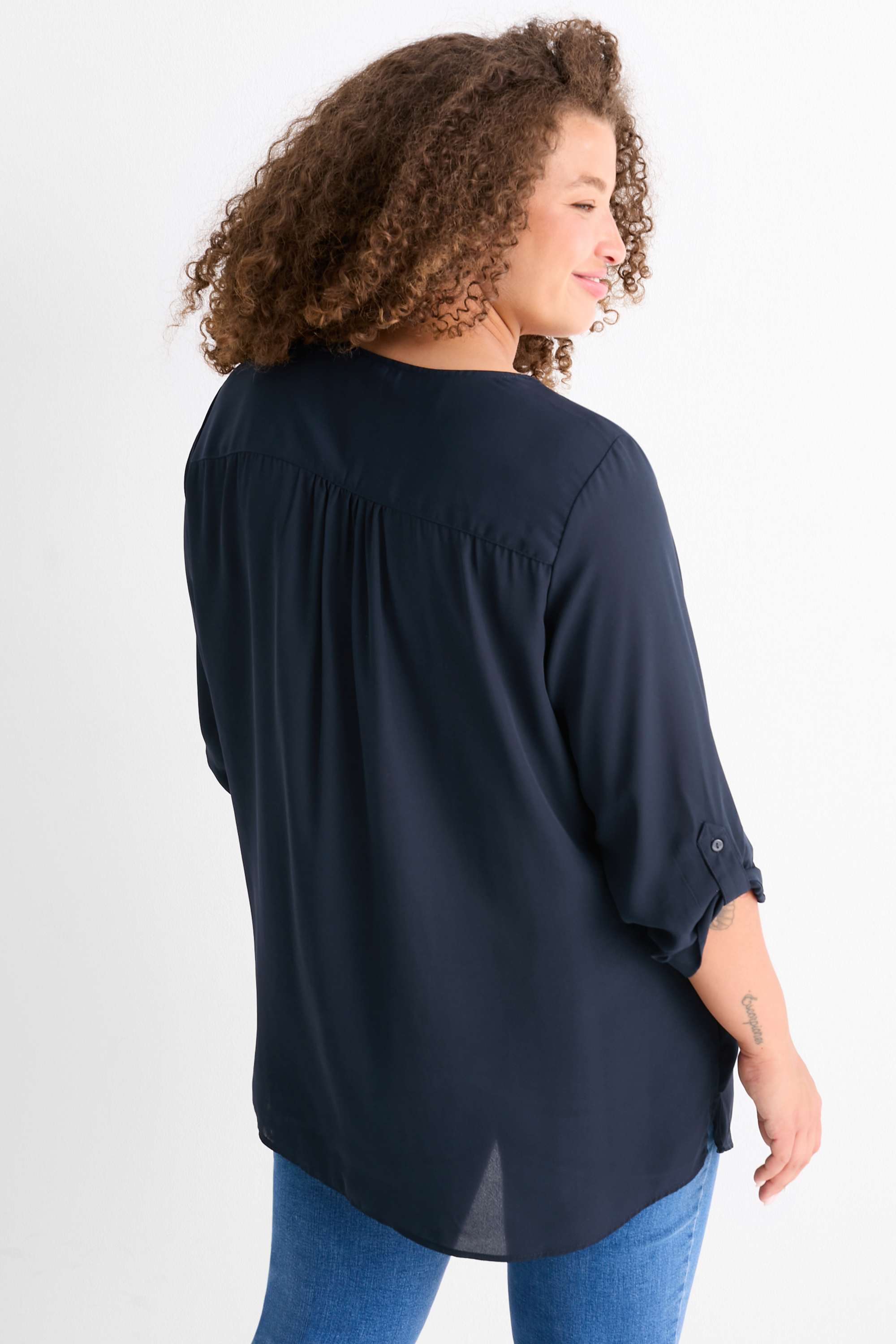 V-neck blouse dark blue