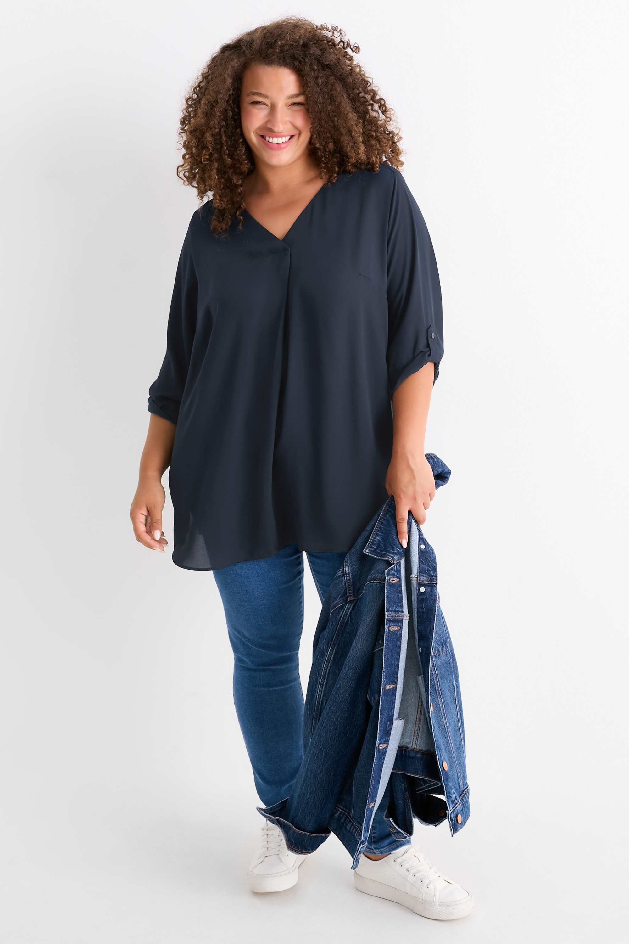 V-neck blouse dark blue