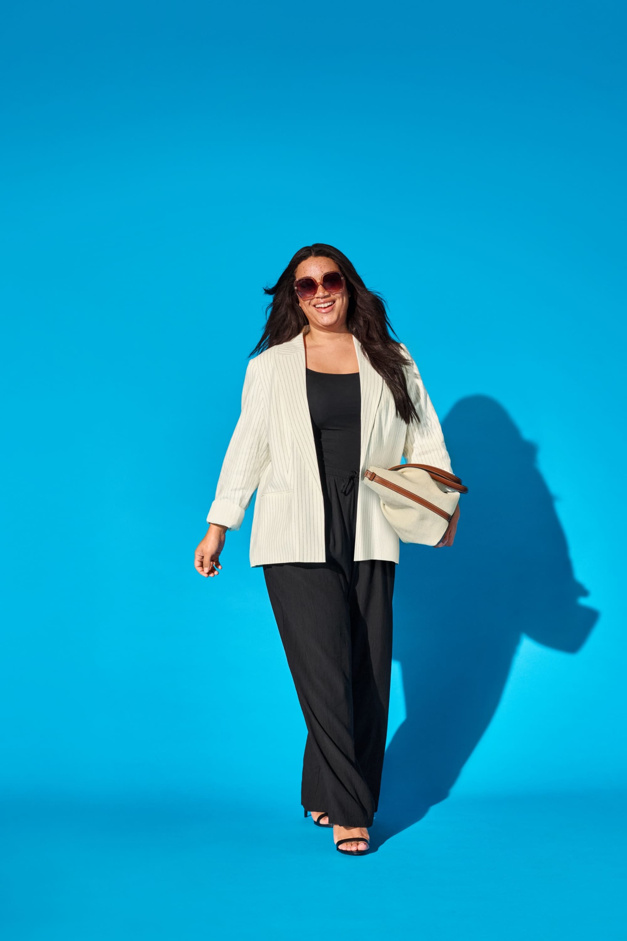 Blazer - relaxed fit - linen blend - pinstripes cremewhite