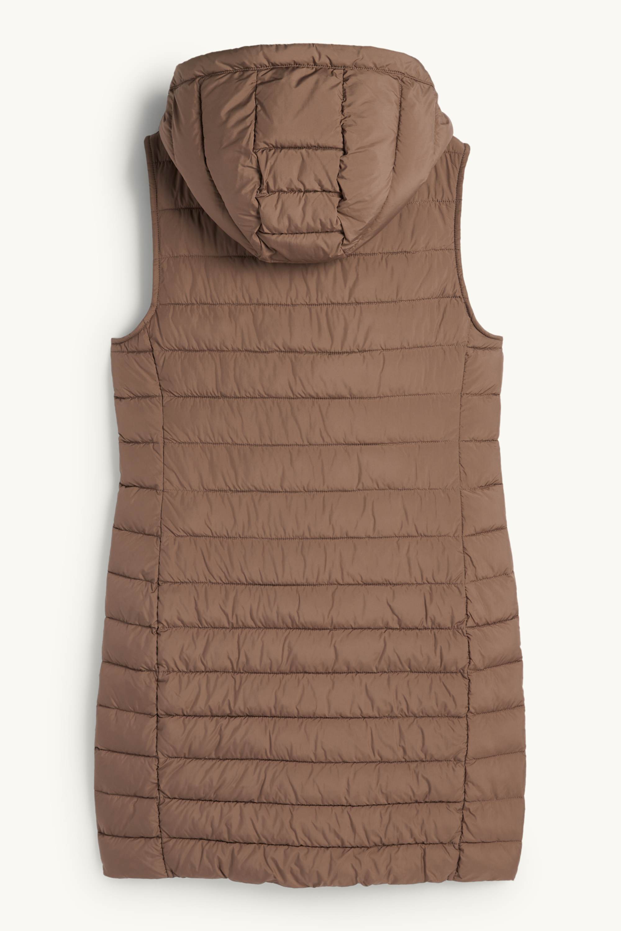 Quilted gilet with hood brown