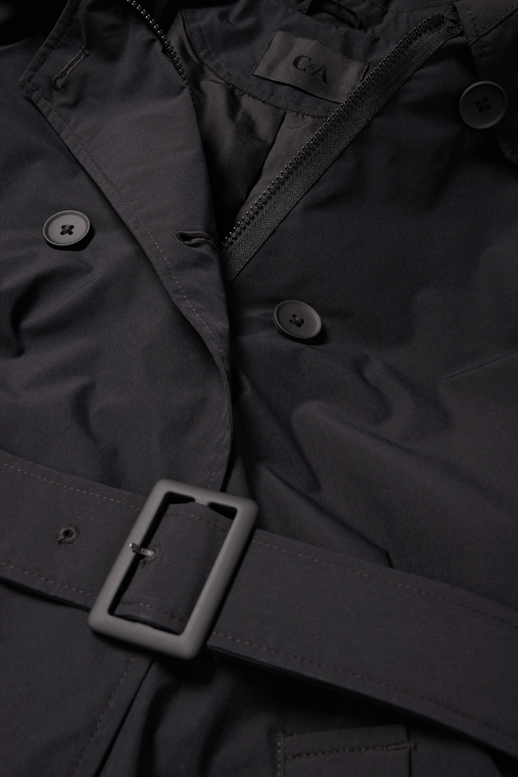 Technical trench coat black