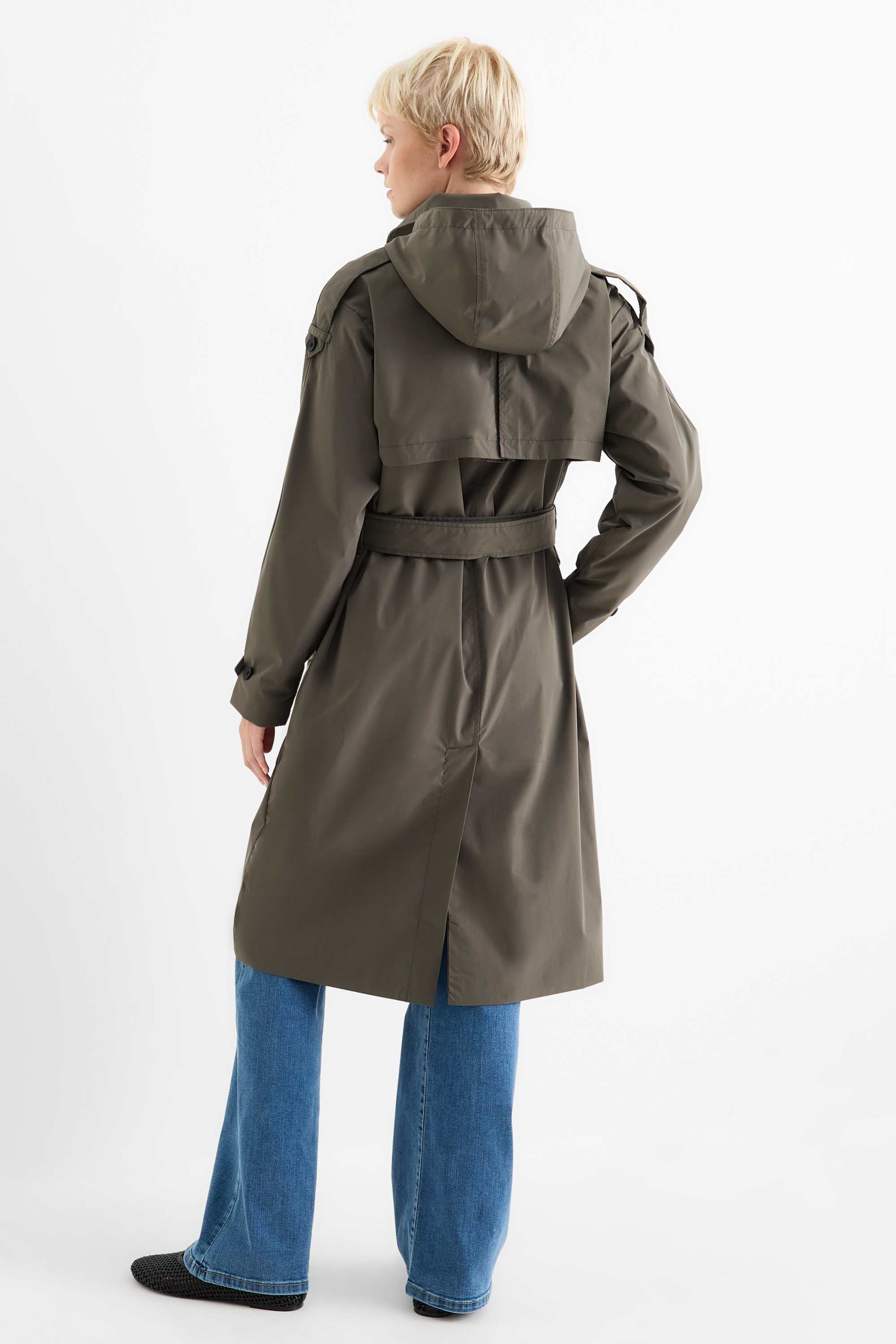 Technical trench coat dark gray