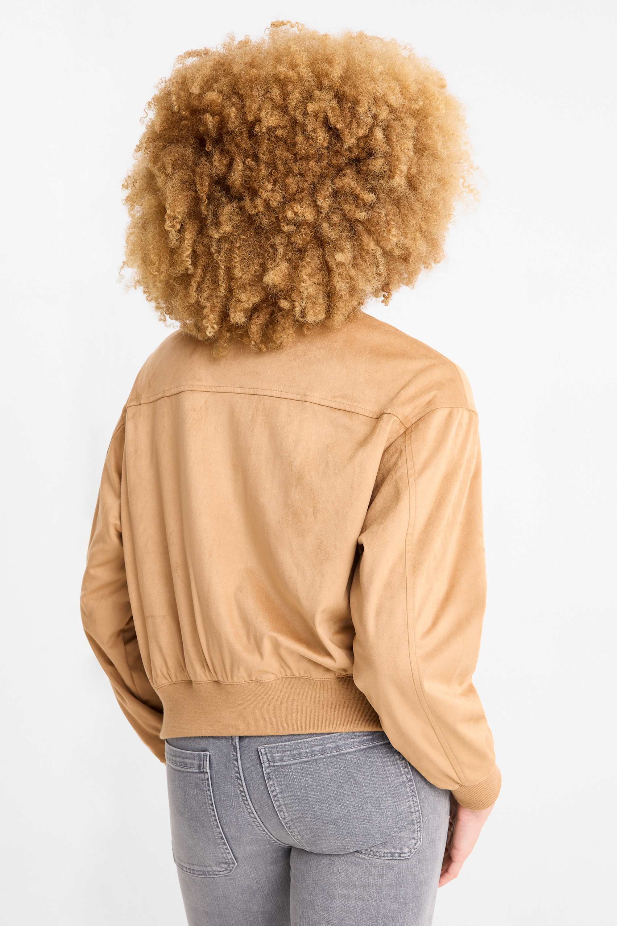 Bomber jacket - faux suede light brown