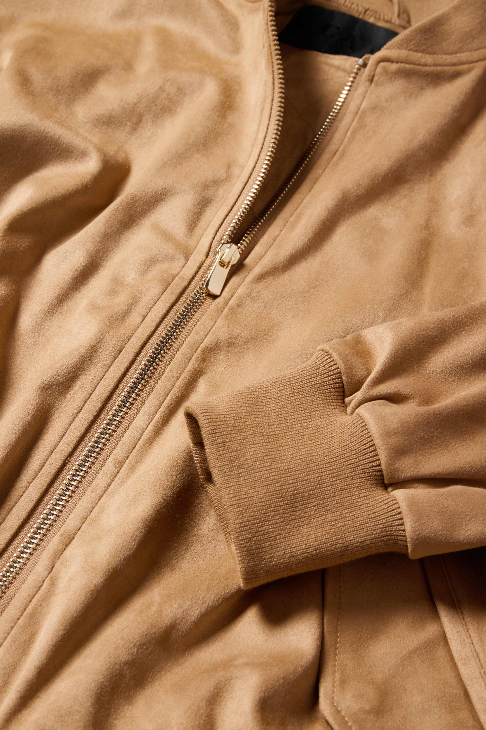 Bomber jacket - faux suede light brown