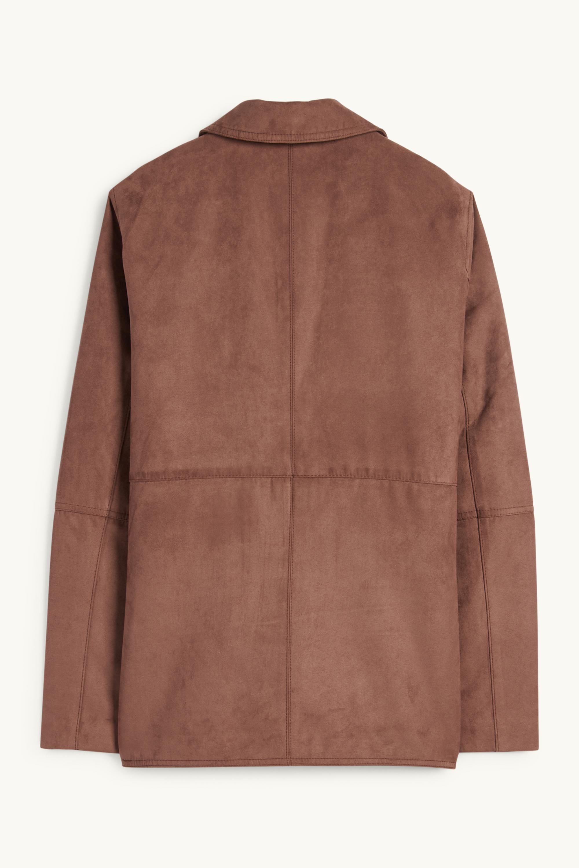 Long blazer - regular fit - faux suede light brown
