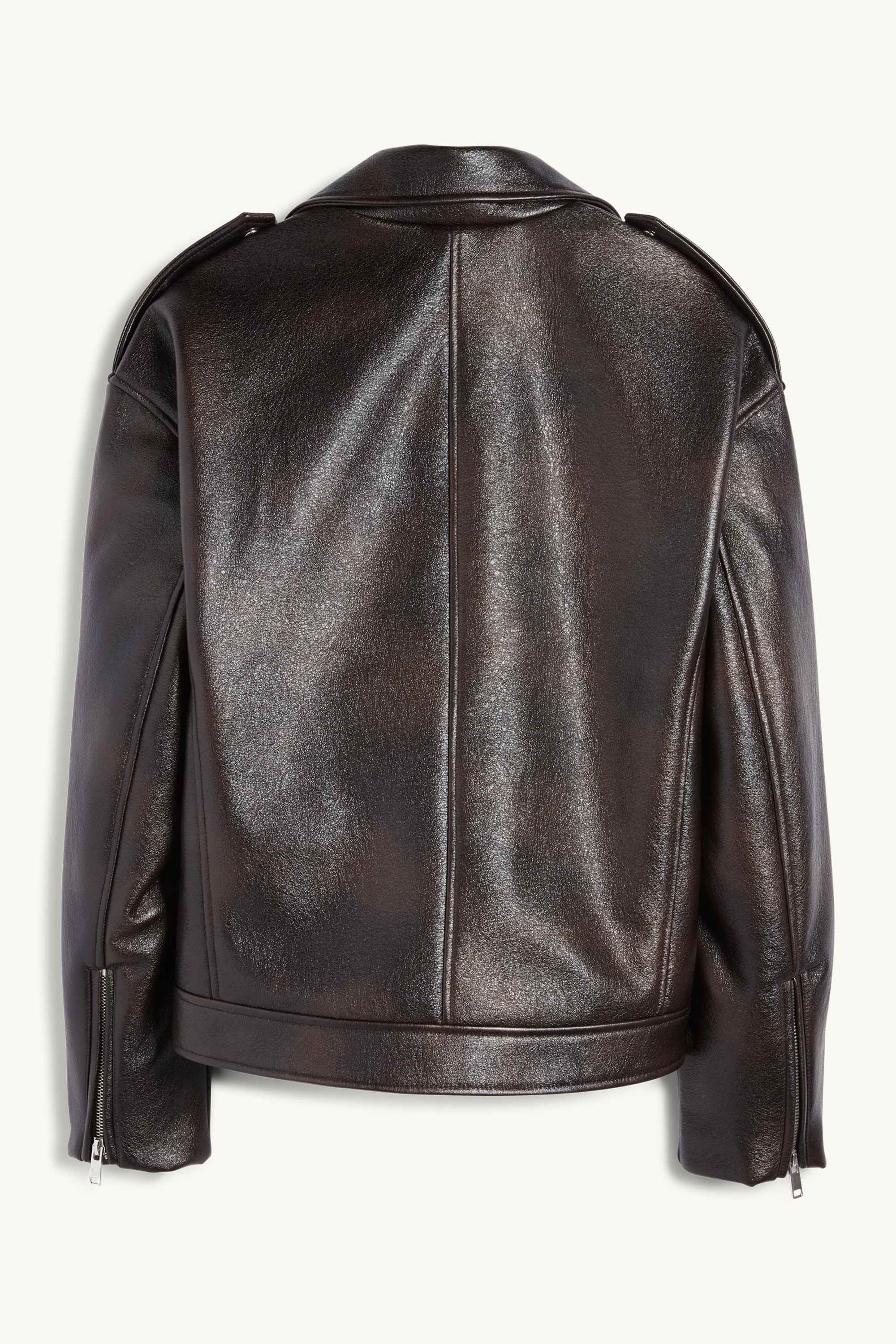 Biker jacket - faux leather dark brown