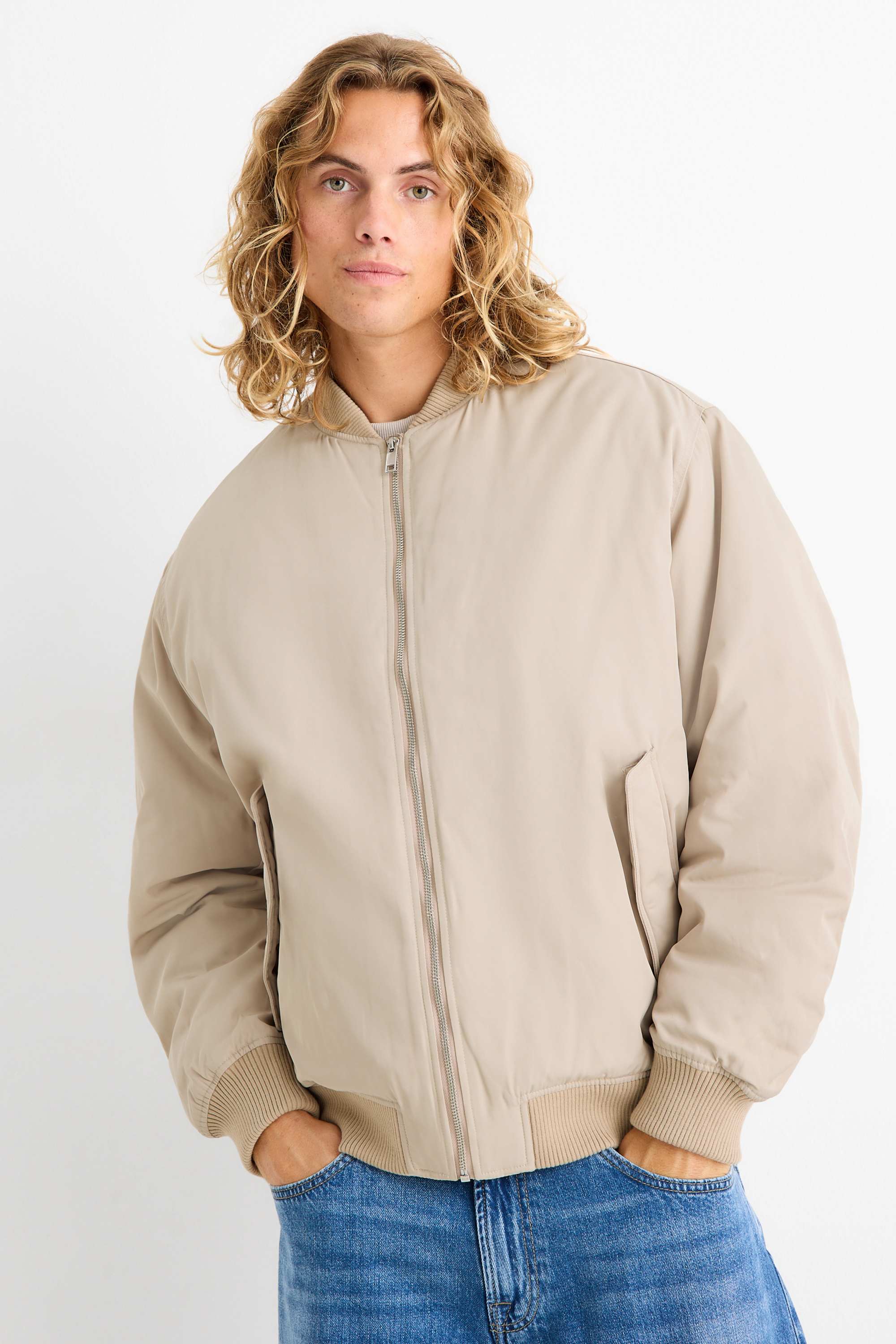Bomber jacket - lined beige