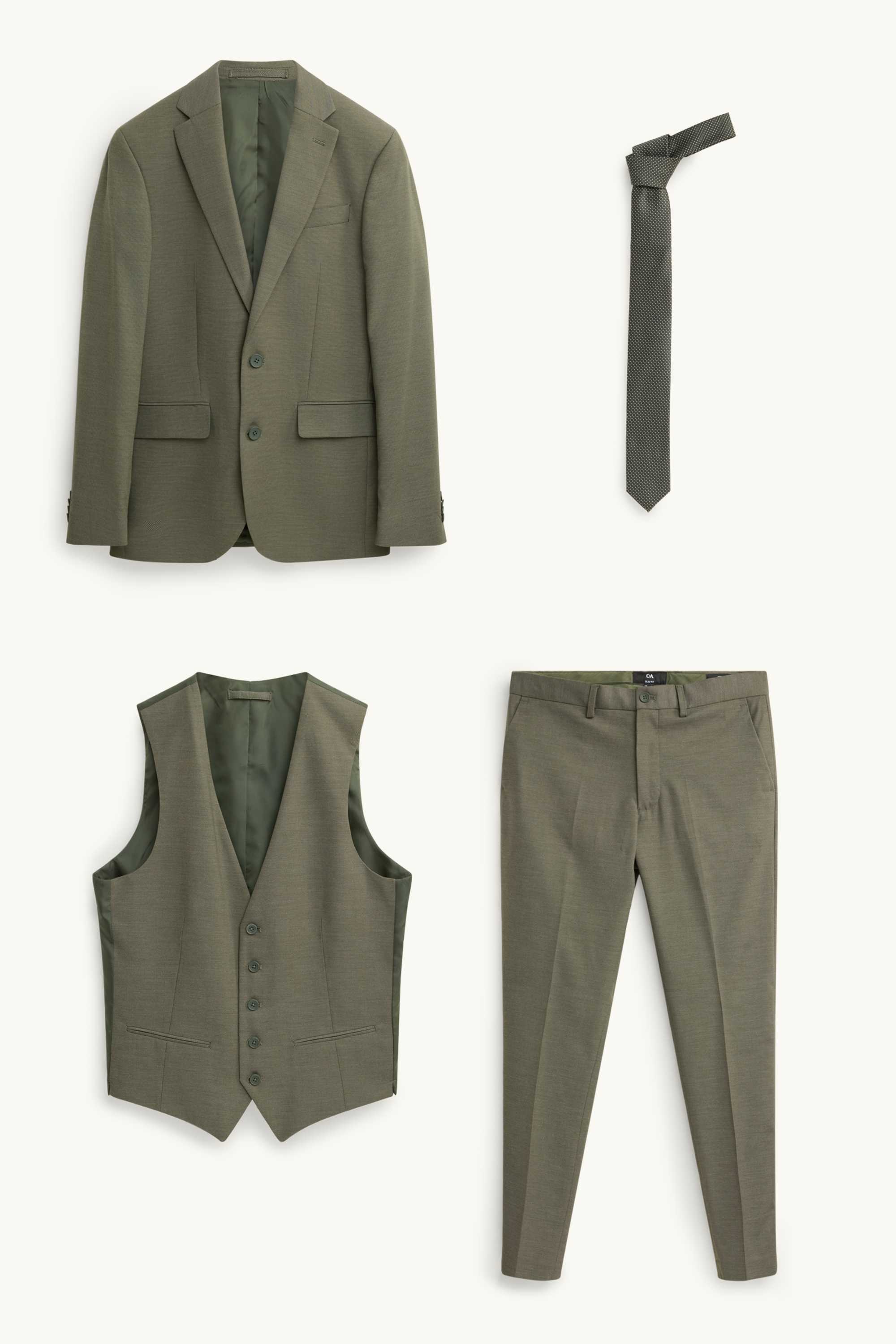 Suit with tie - slim fit - 4 piece green