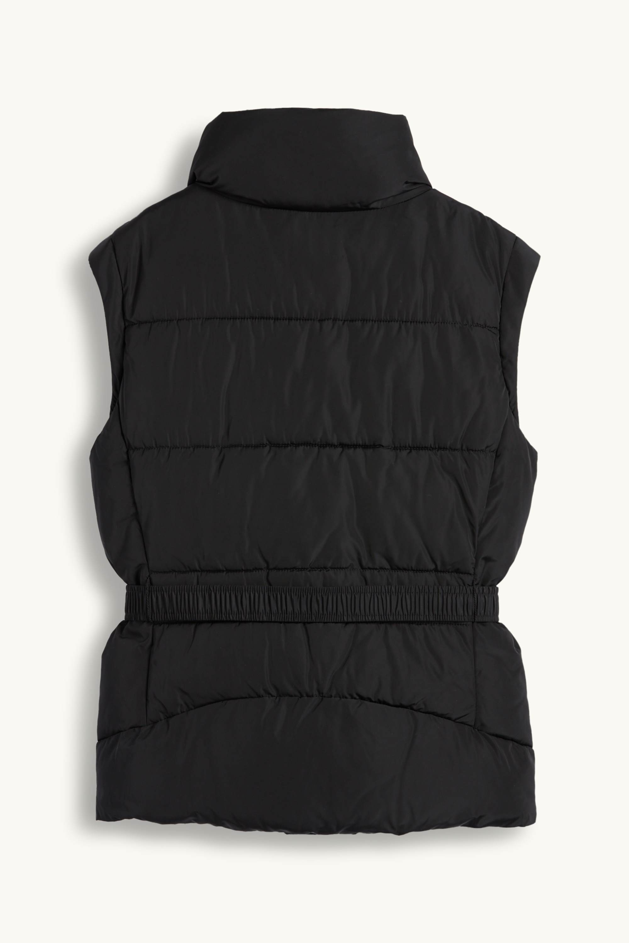 Quilted gilet with belt black