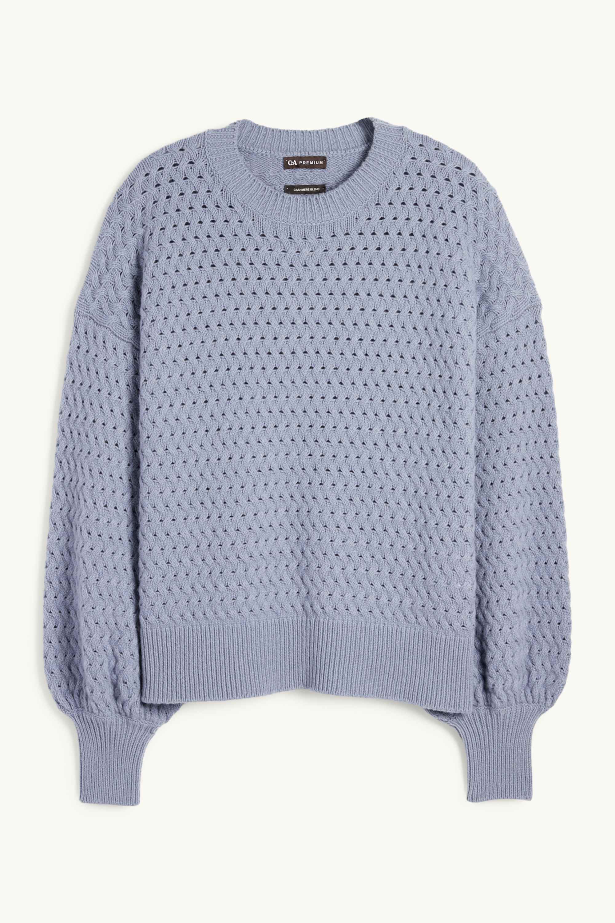 Cashmere jumper - cable knit pattern blue