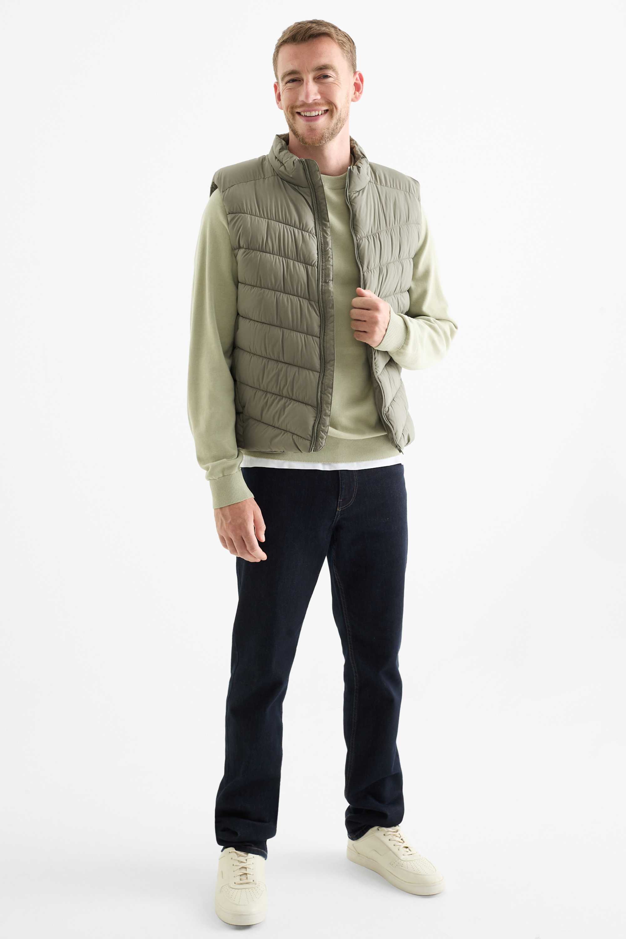Quilted gilet green