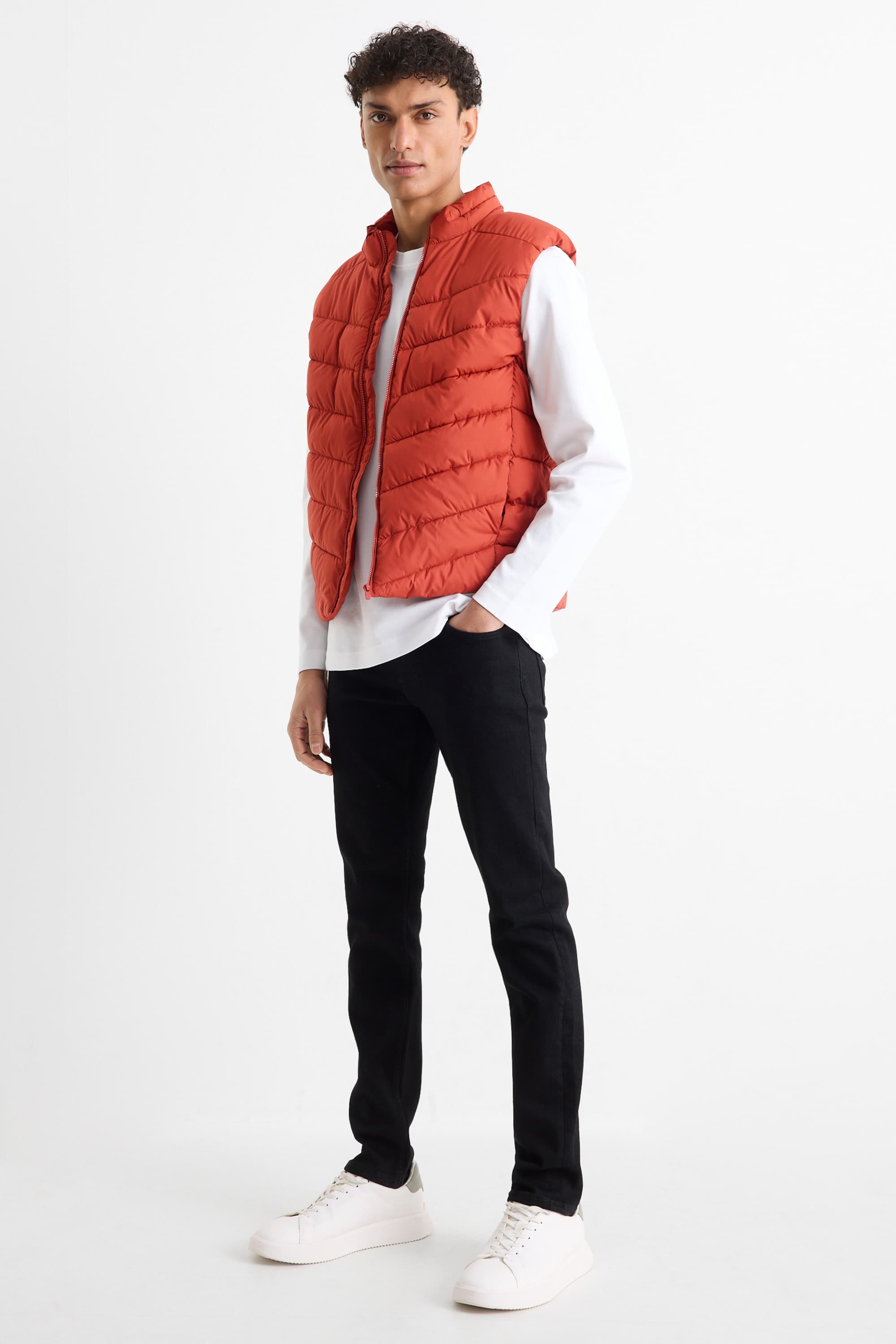 Quilted gilet orange