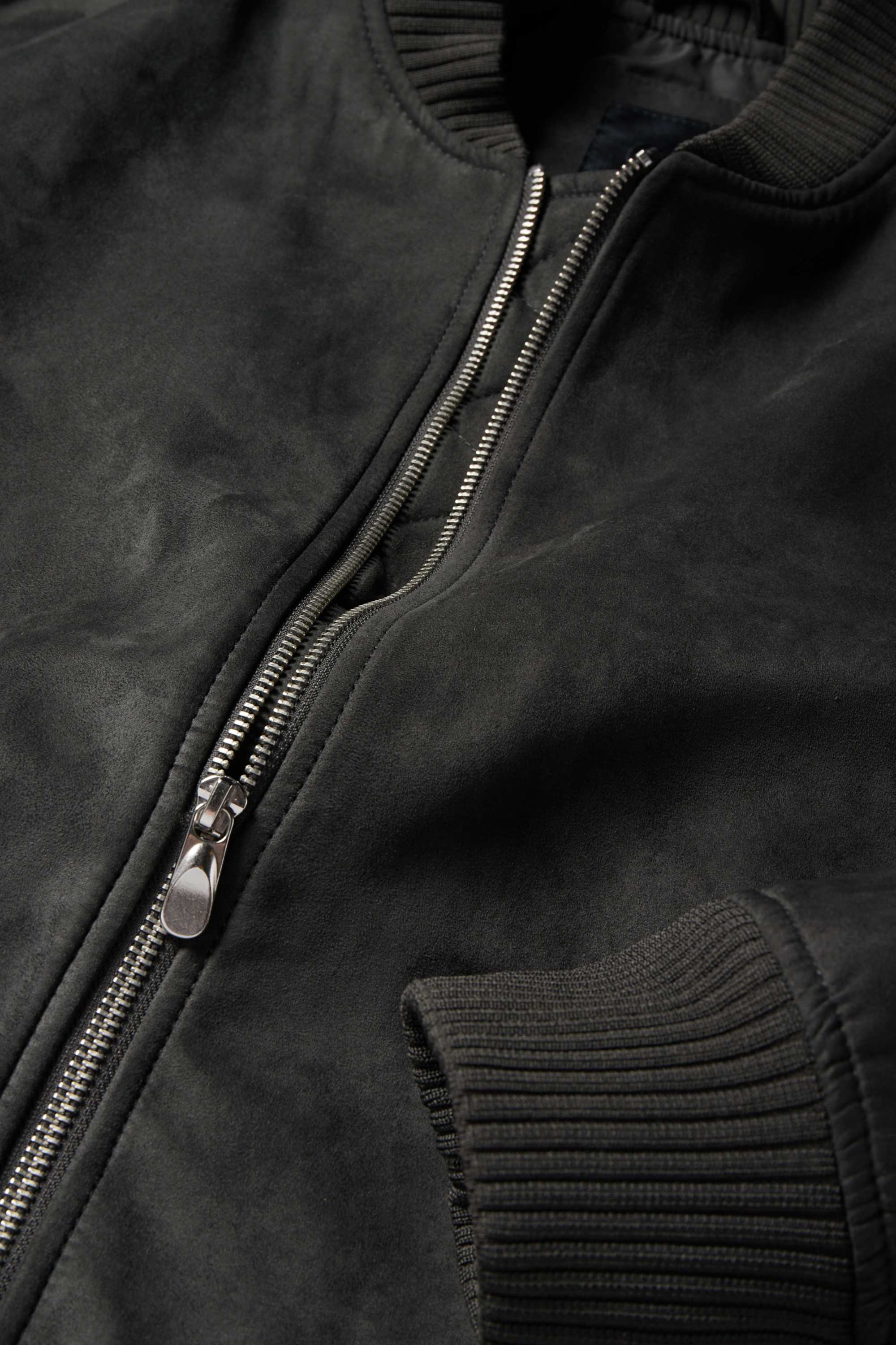 Bomber jacket - faux suede dark gray