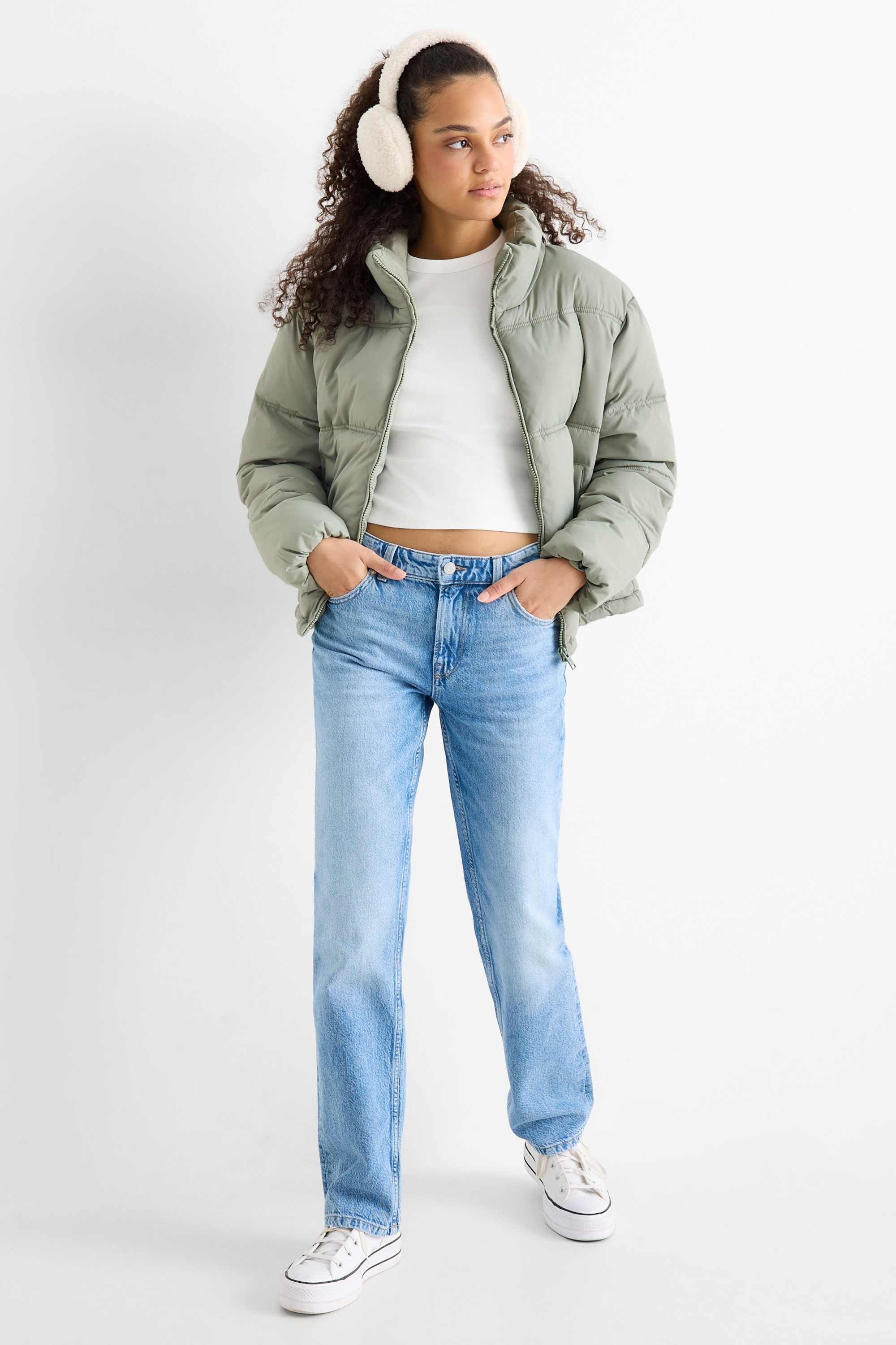 Quilted jacket light green