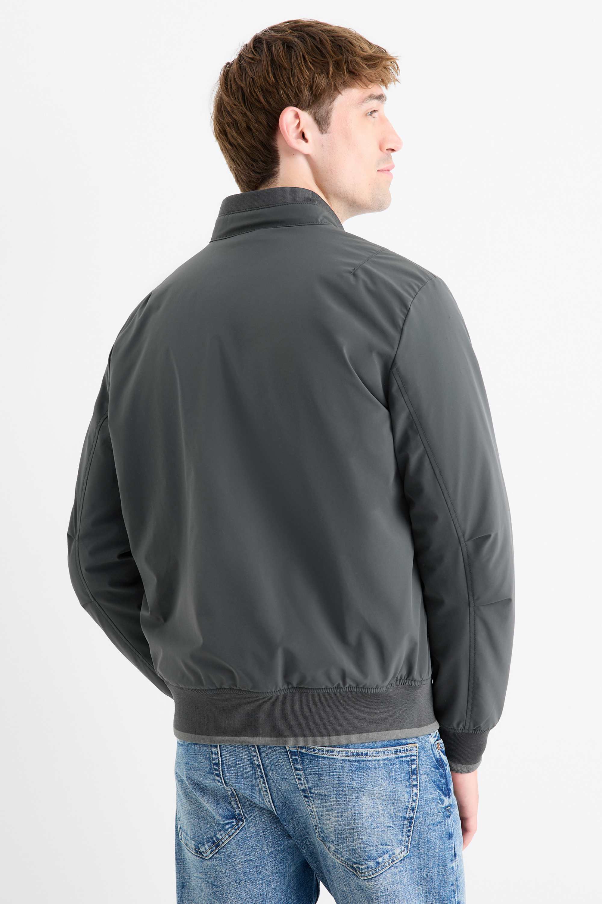 Bomber jacket - lined - water-repellent dark gray