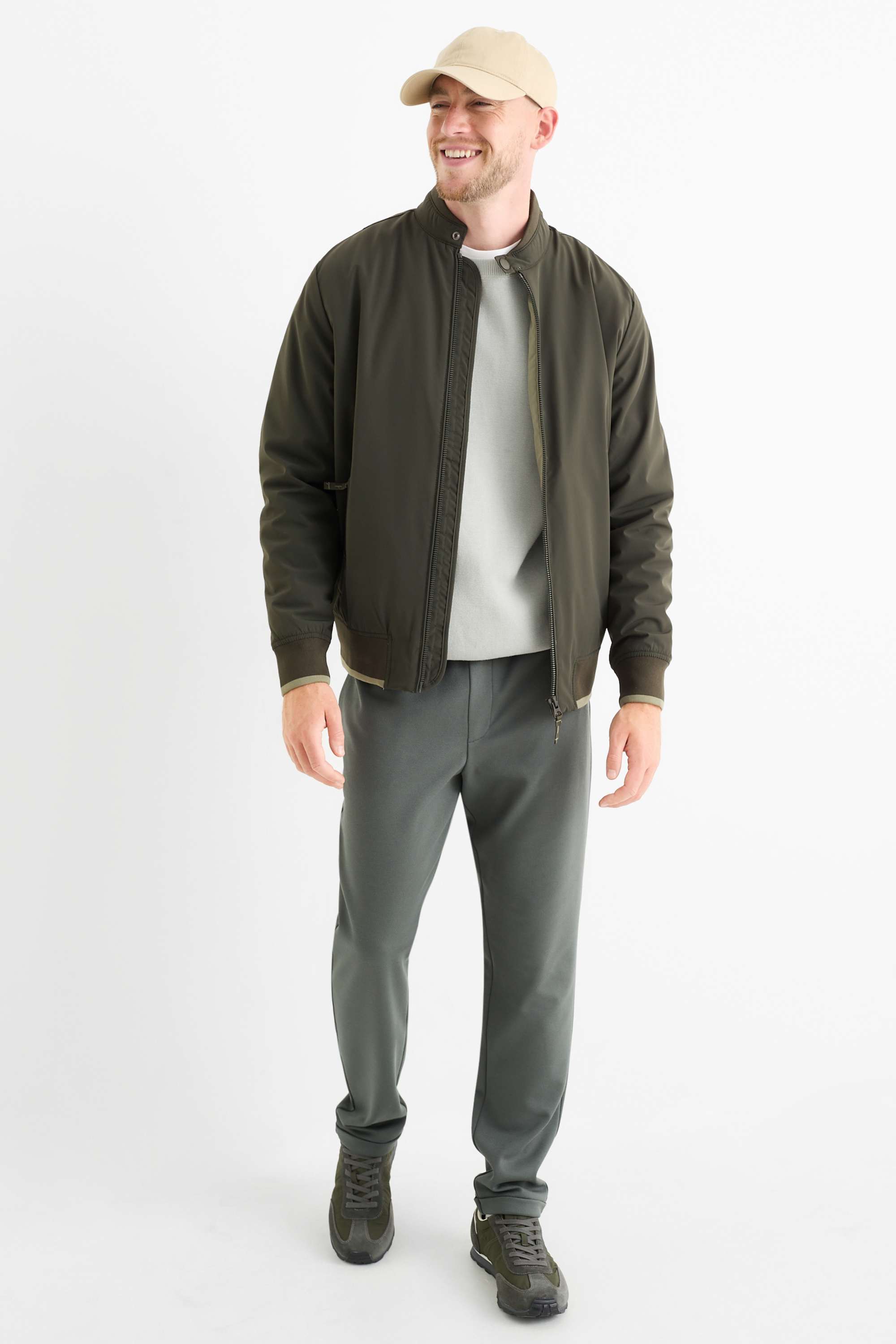 Bomber jacket - lined - water-repellent dark green