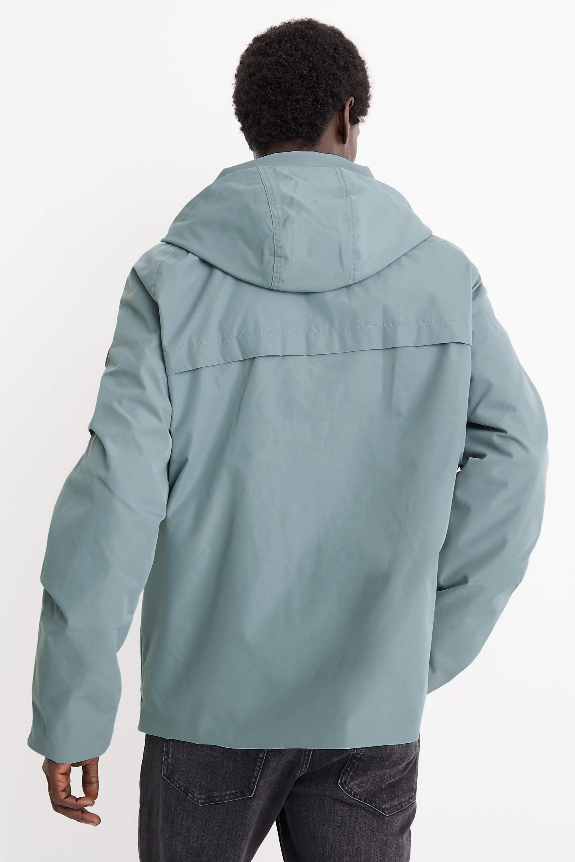 Jacket with hood - lined - waterproof light blue