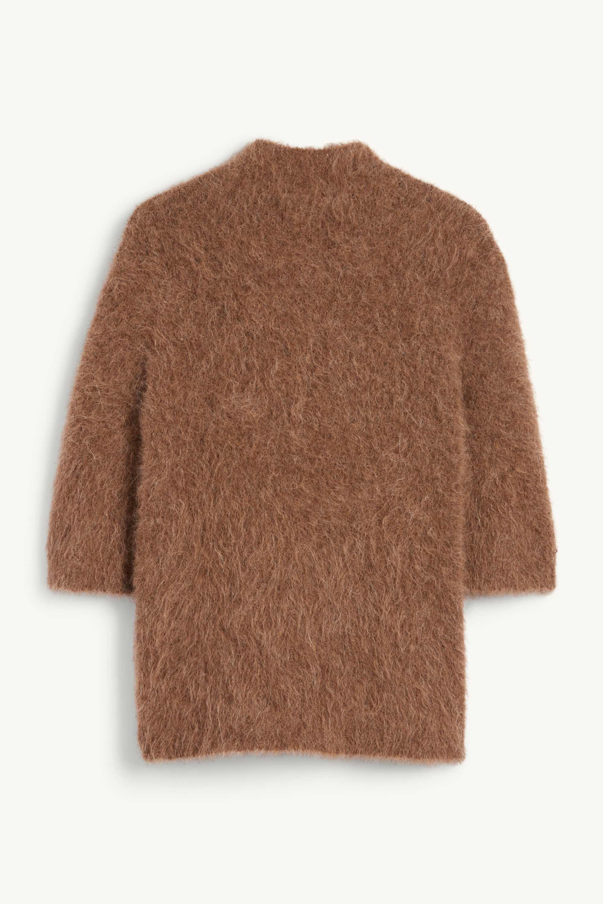 Knitted jumper - short sleeve - alpaca blend brown