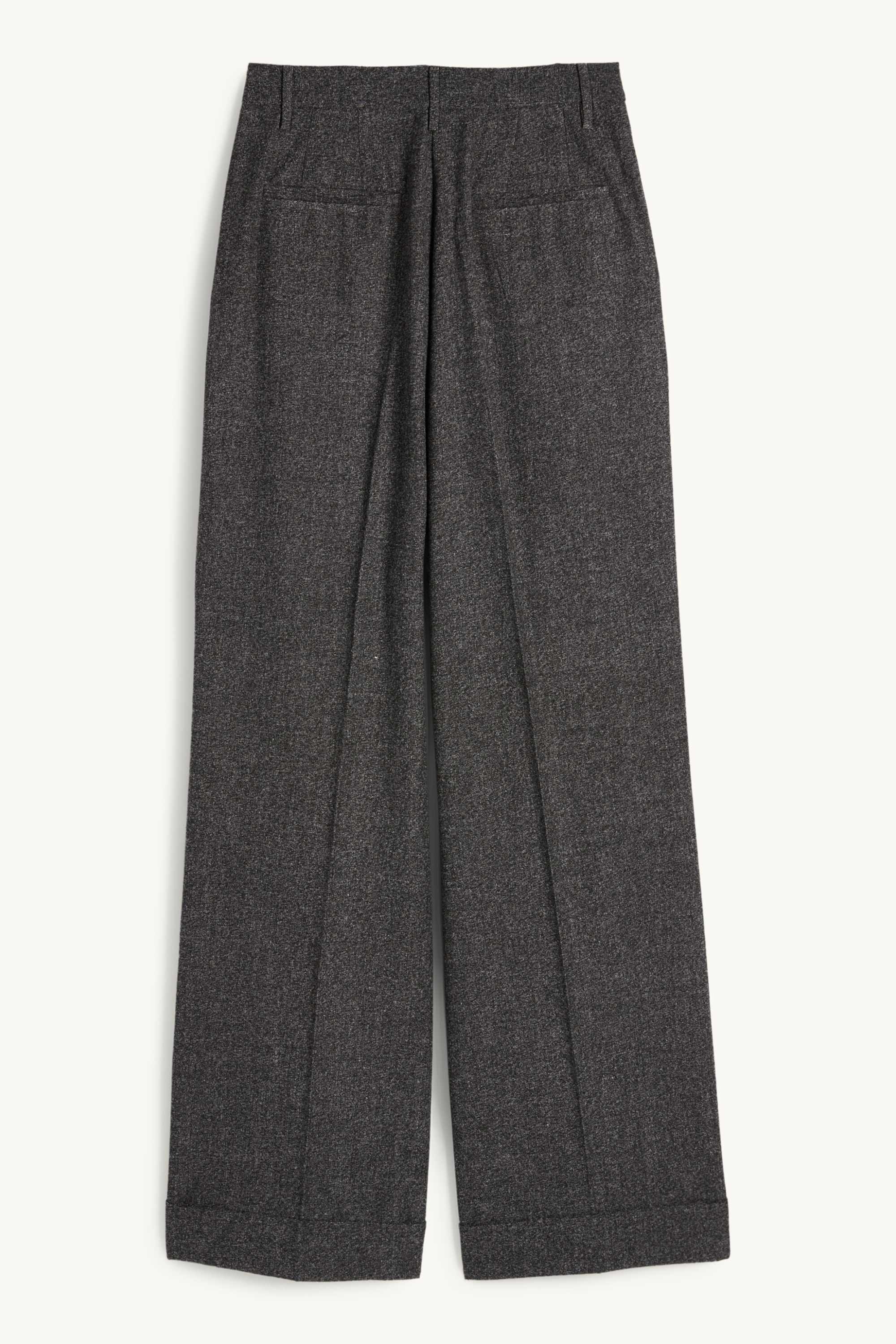 Cloth trousers - high waist - wide leg - textured dark gray