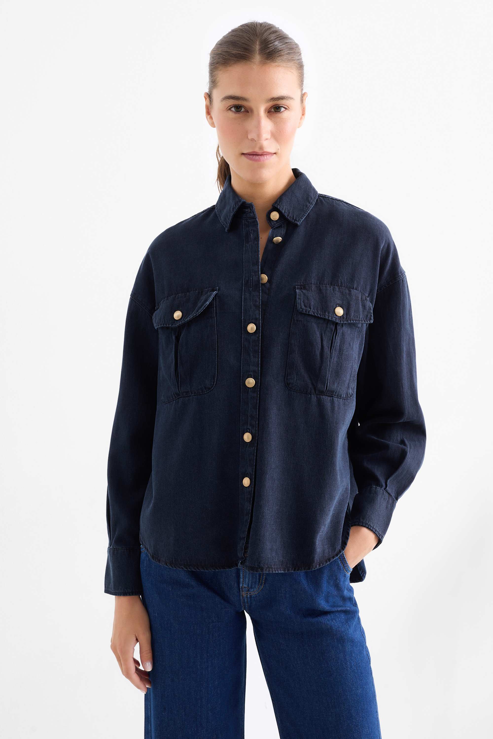 Denim blouse denim-dark blue