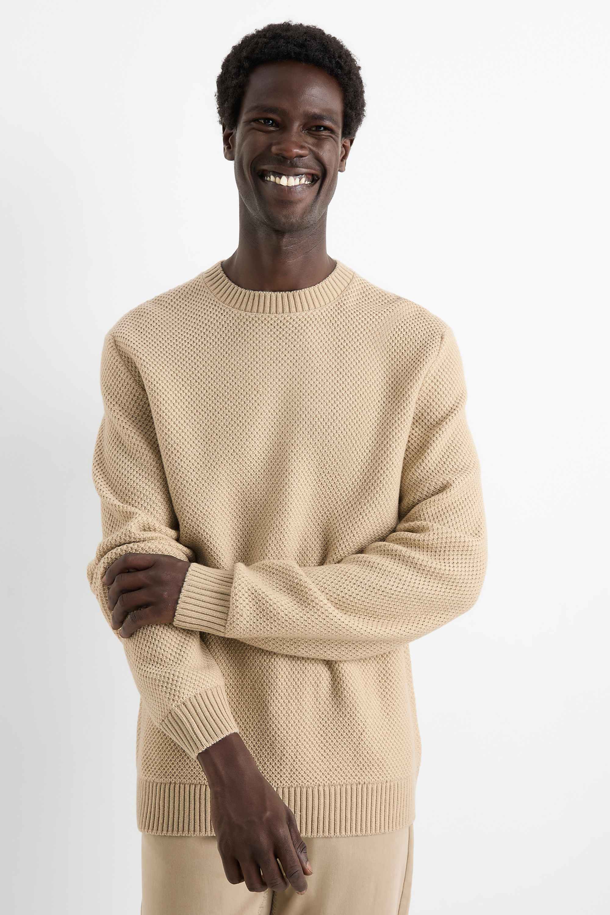 Jumper - textured beige