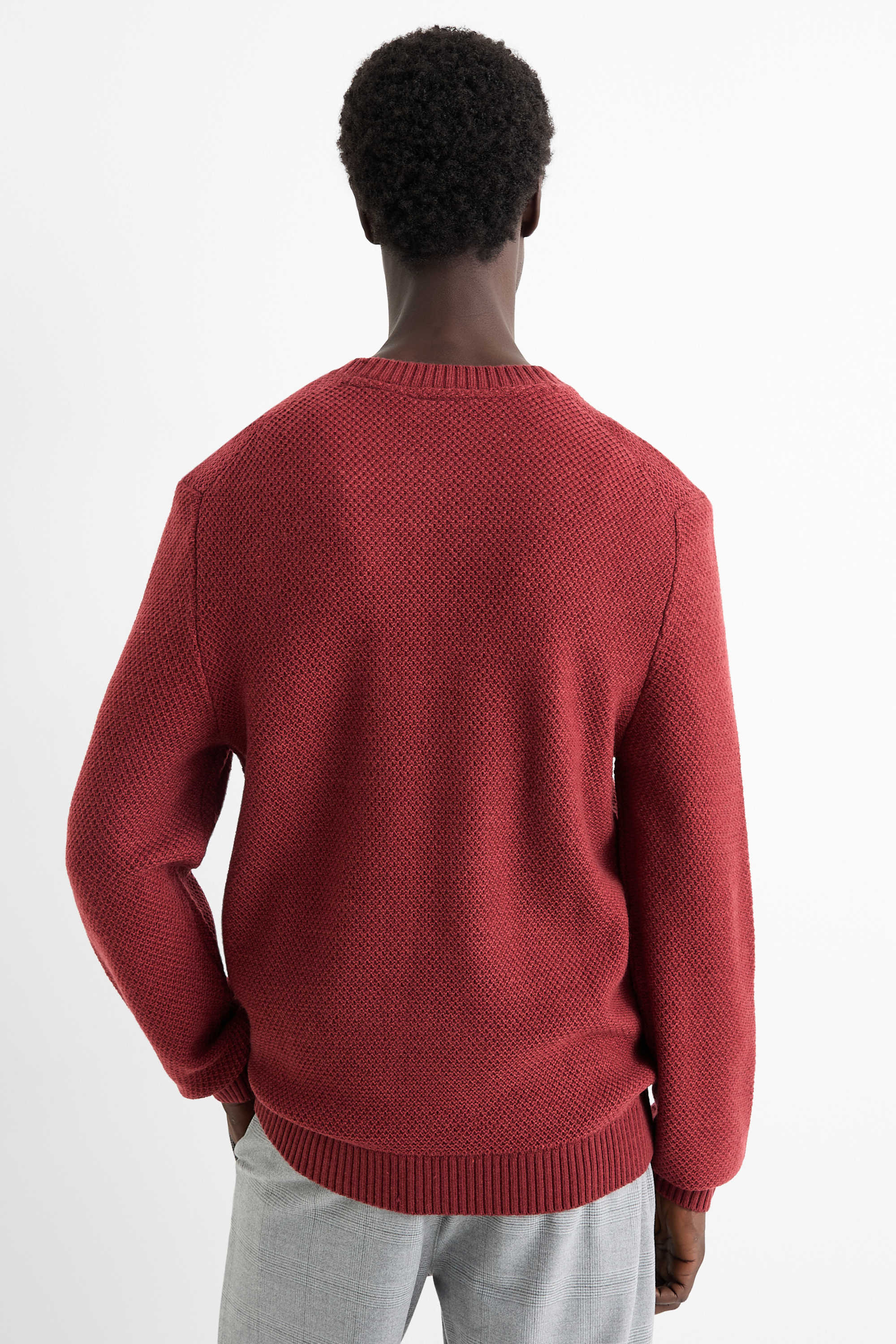 Jumper - textured dark red