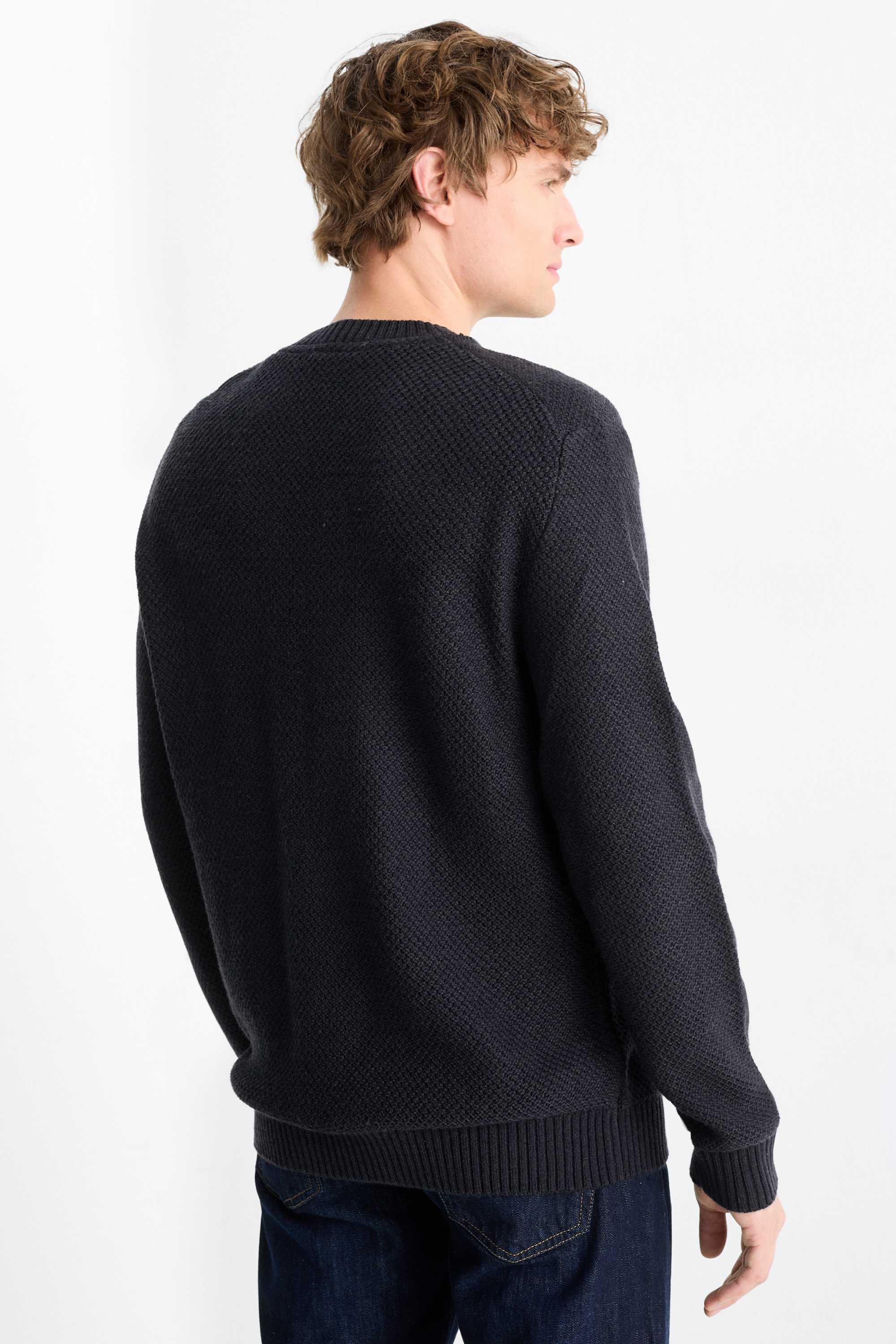 Jumper - textured dark blue