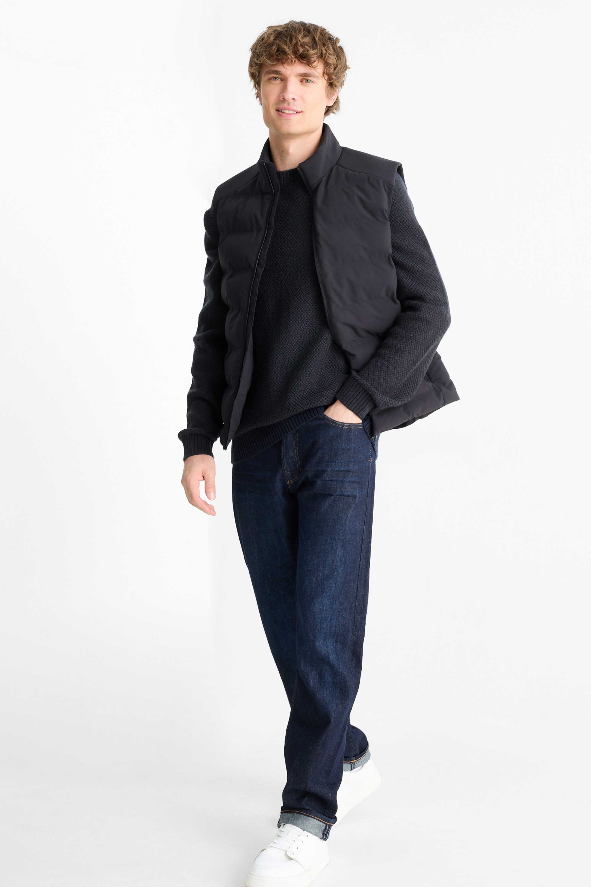 Jumper - textured dark blue