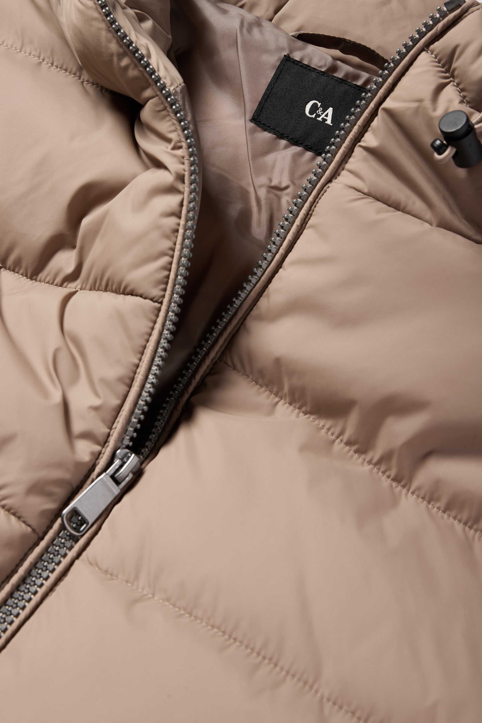 Quilted jacket with hood light beige