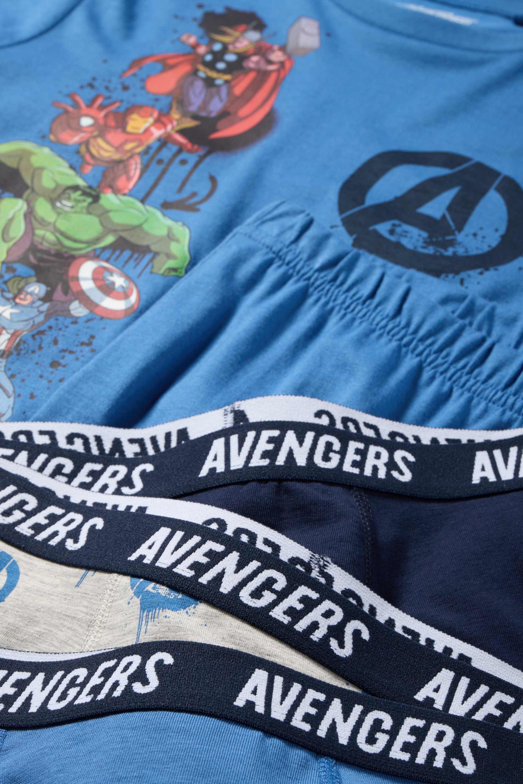 Avengers - set - pyjamas and 3 pairs of boxer shorts - 5 piece blue / dark blue