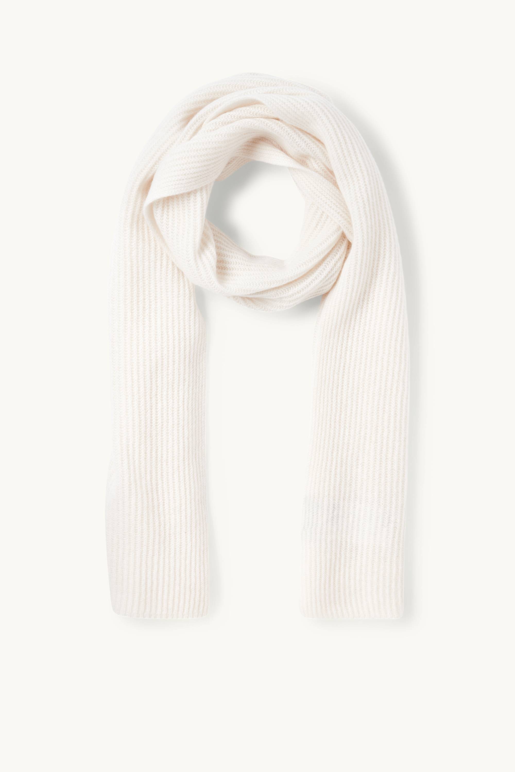 Cashmere scarf - ribbed cremewhite