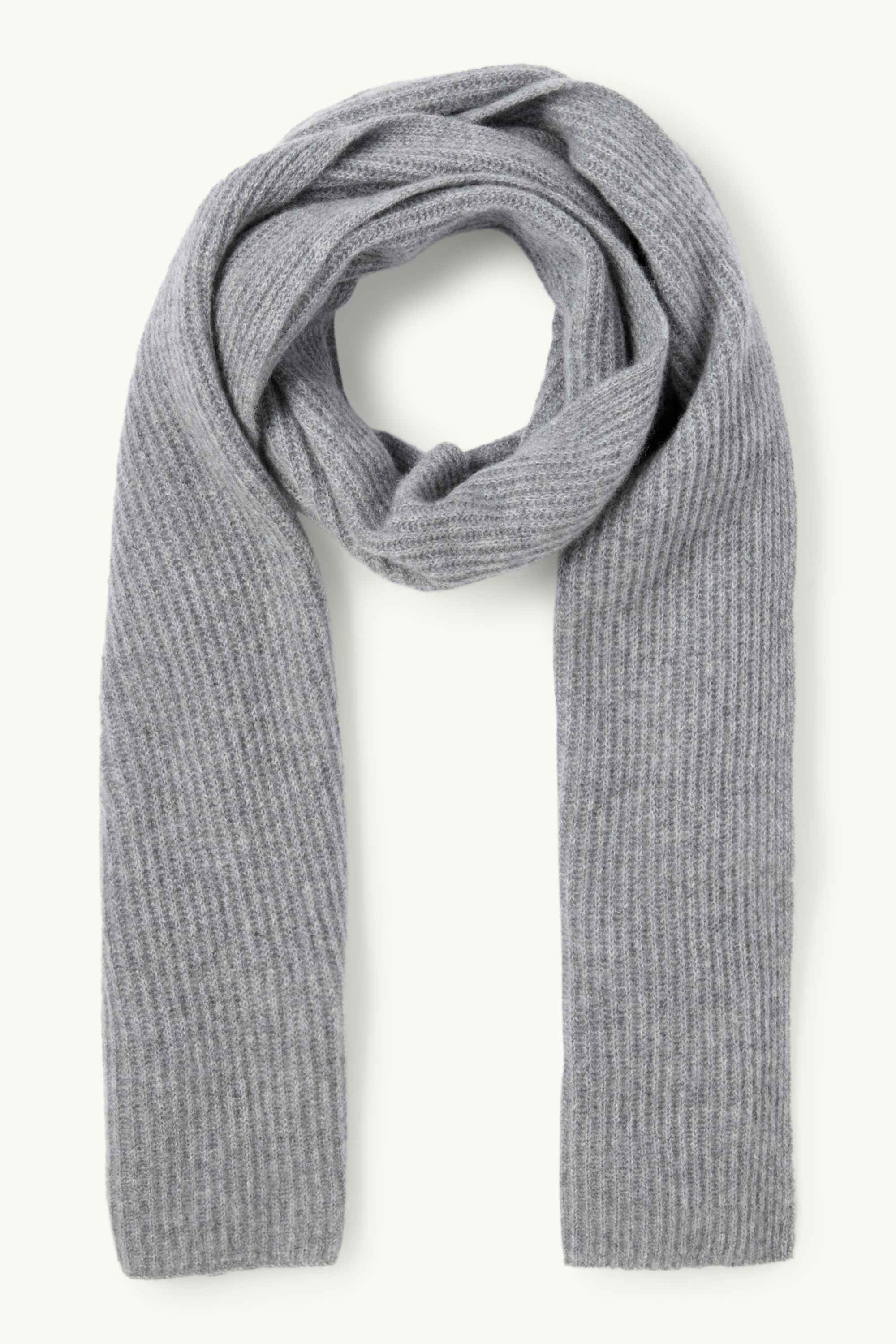 Cashmere scarf - ribbed gray