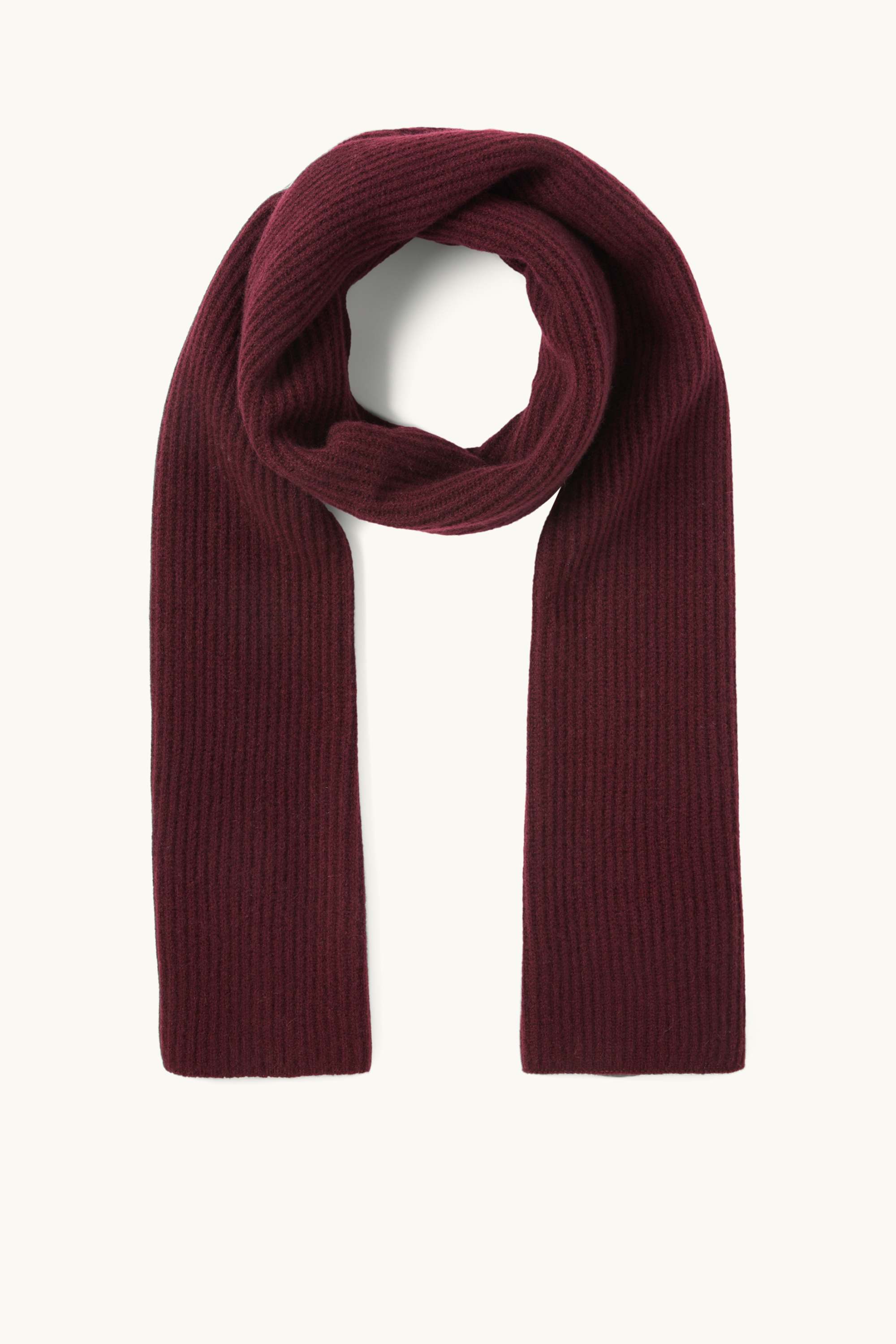 Cashmere scarf - ribbed bordeaux