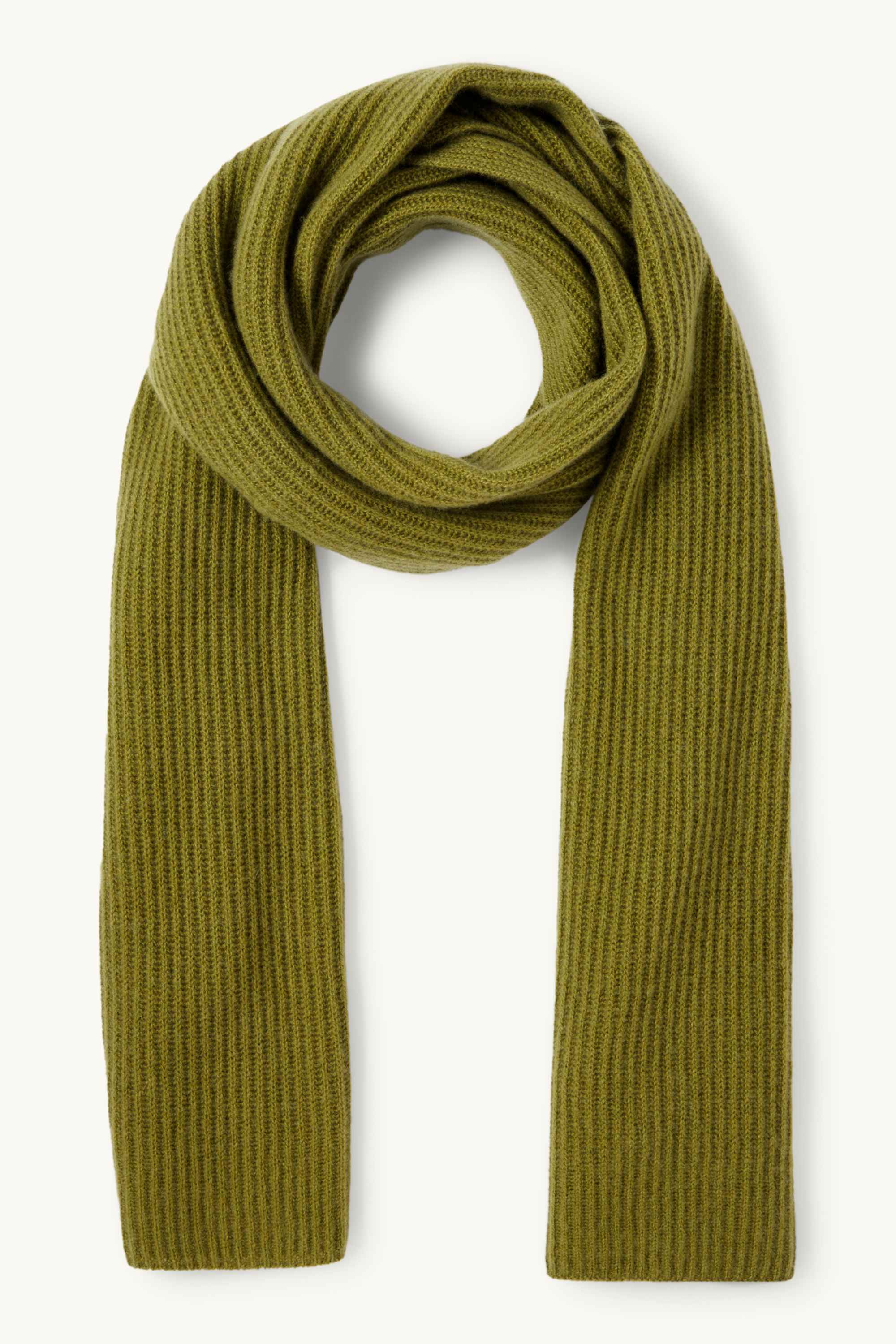 Cashmere scarf - ribbed green