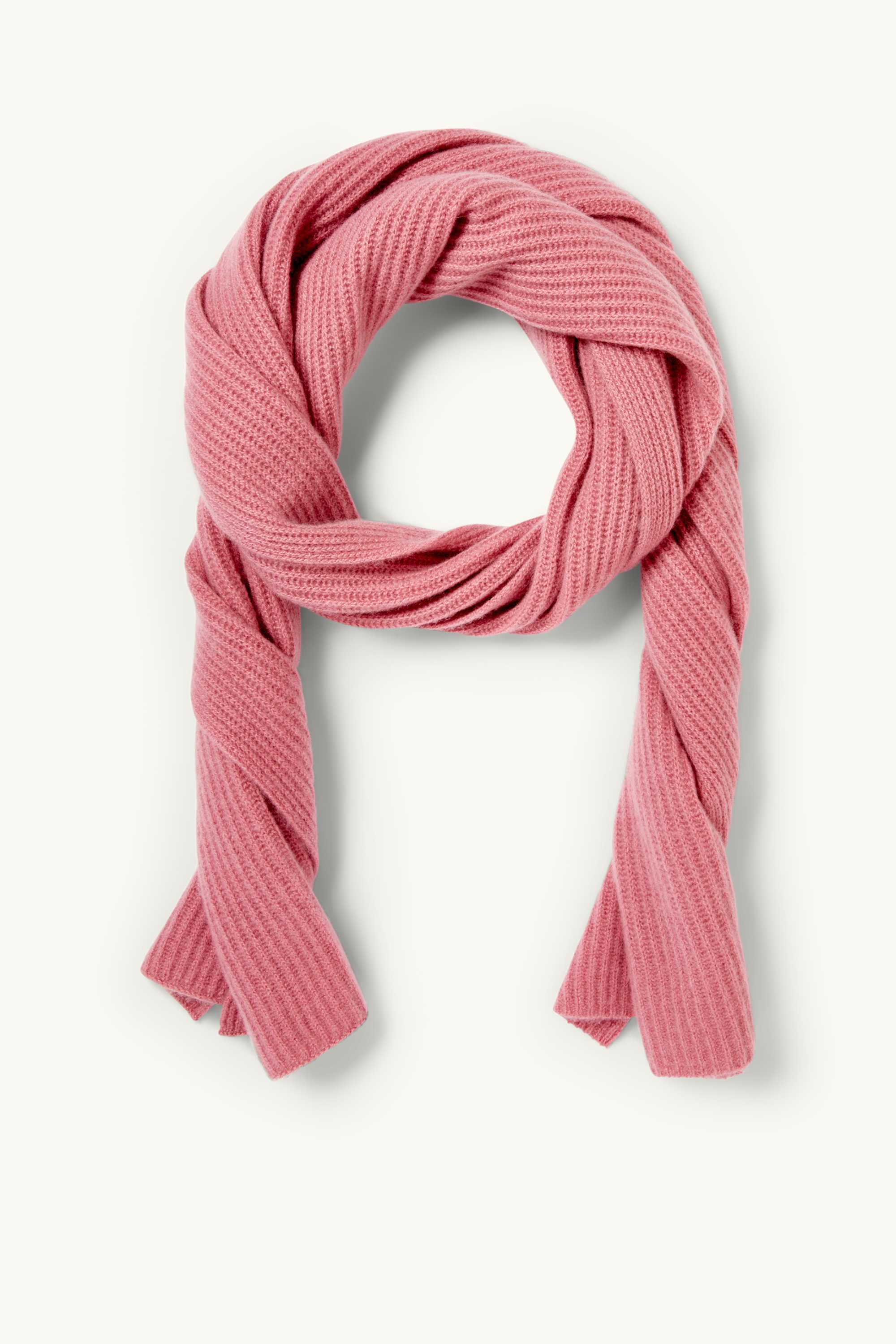 Cashmere scarf - ribbed dark rose