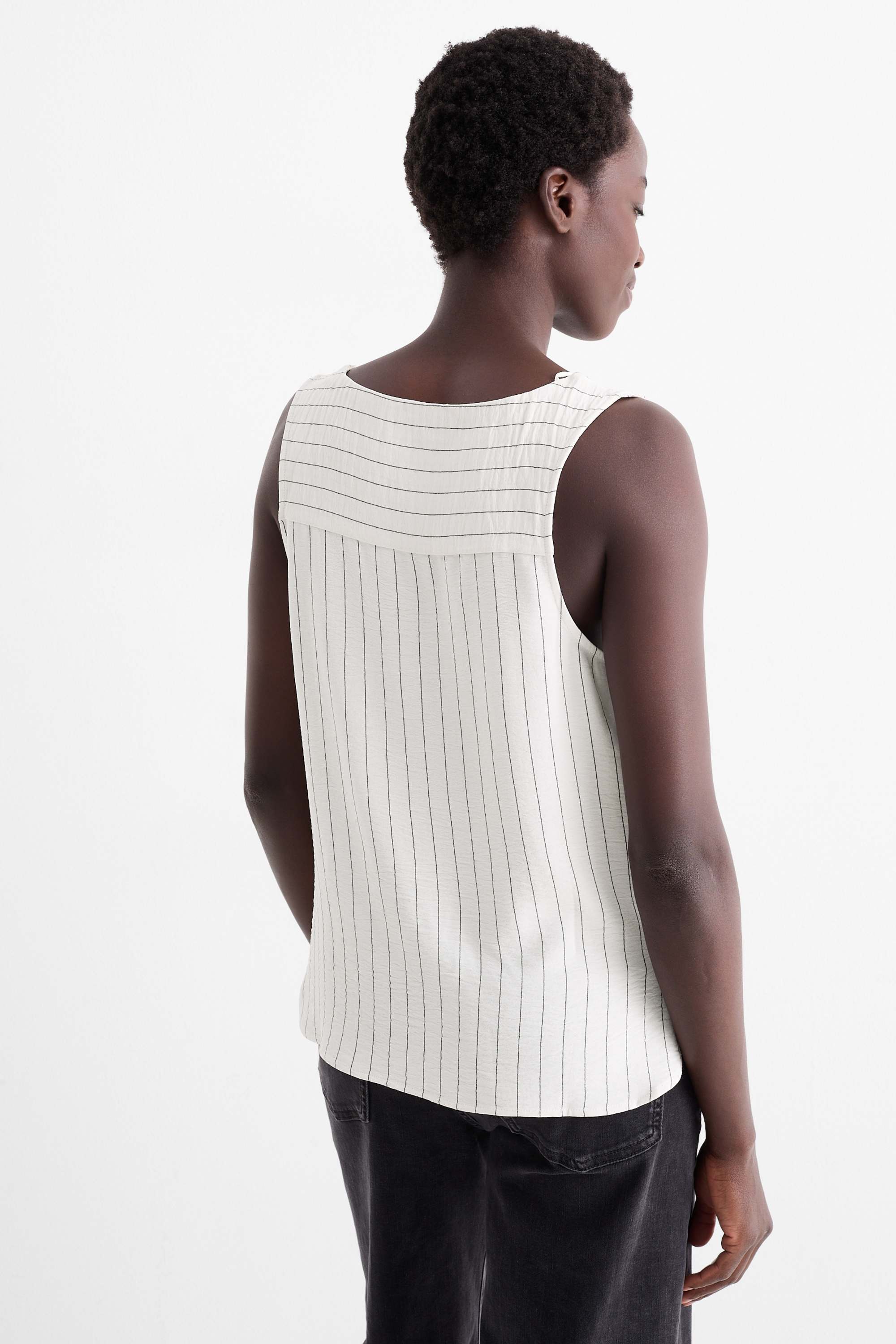 Blouse top - striped black / white