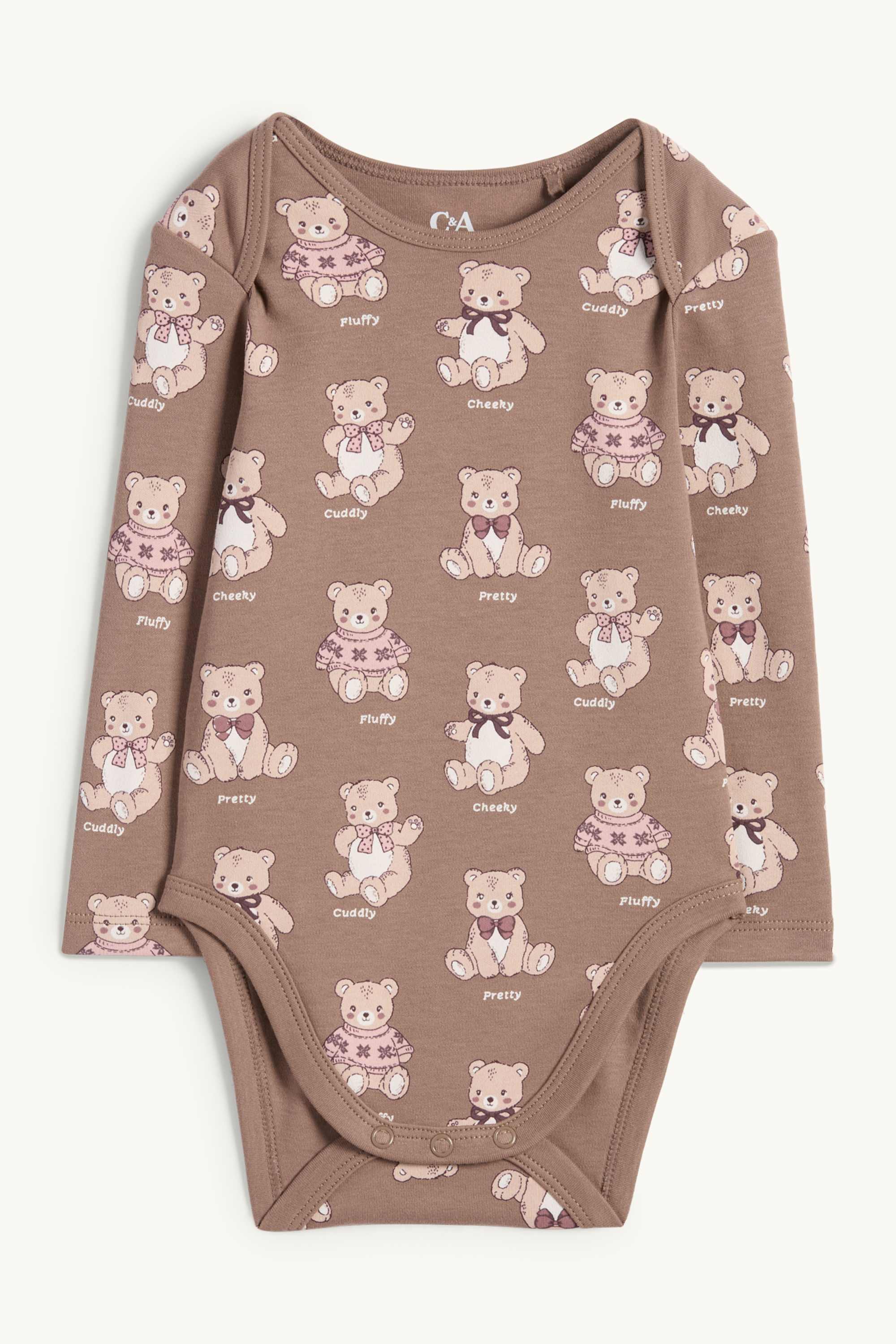Teddy bear - baby bodysuit brown