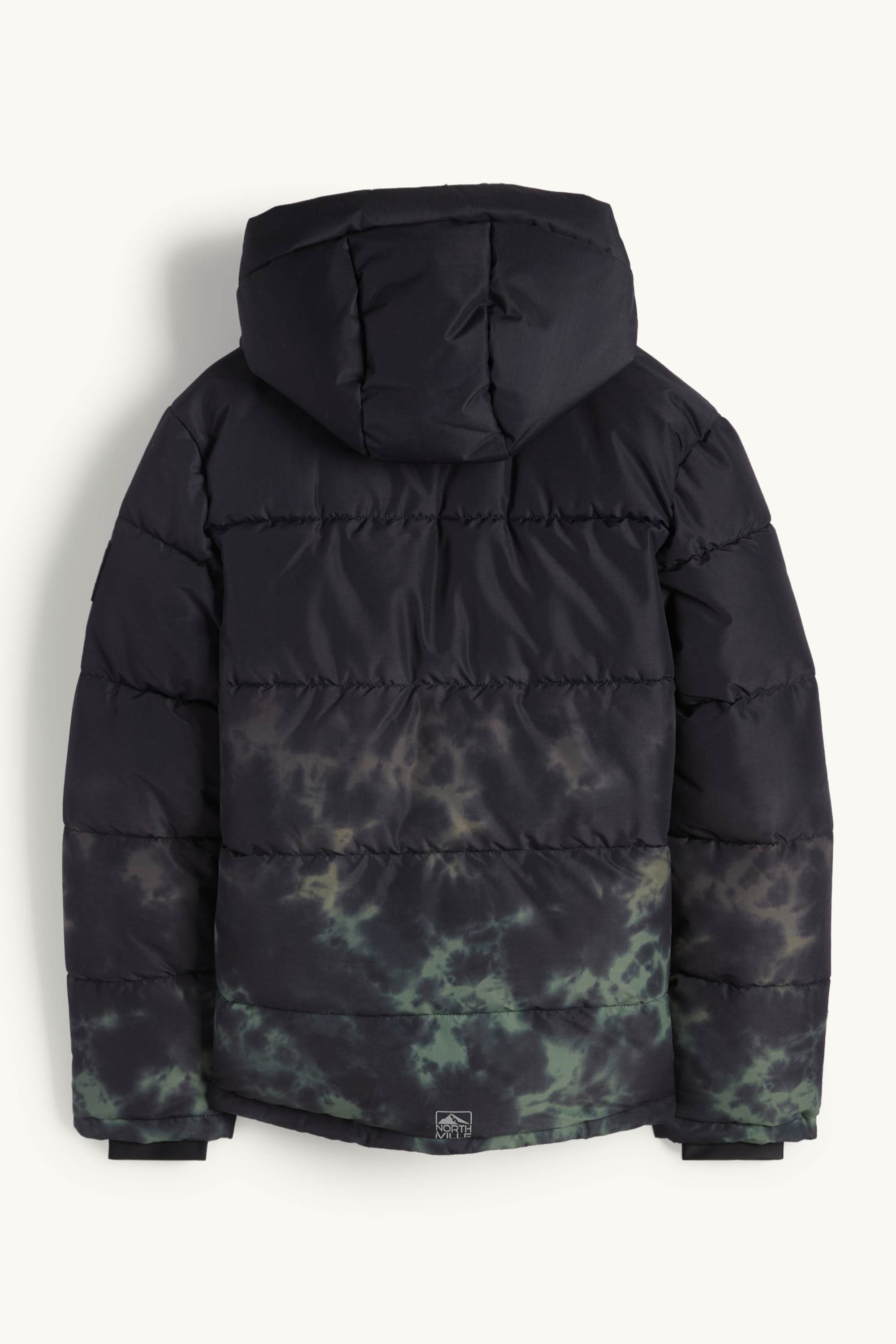 Ski jacket with hood - water-repellent - patterned black