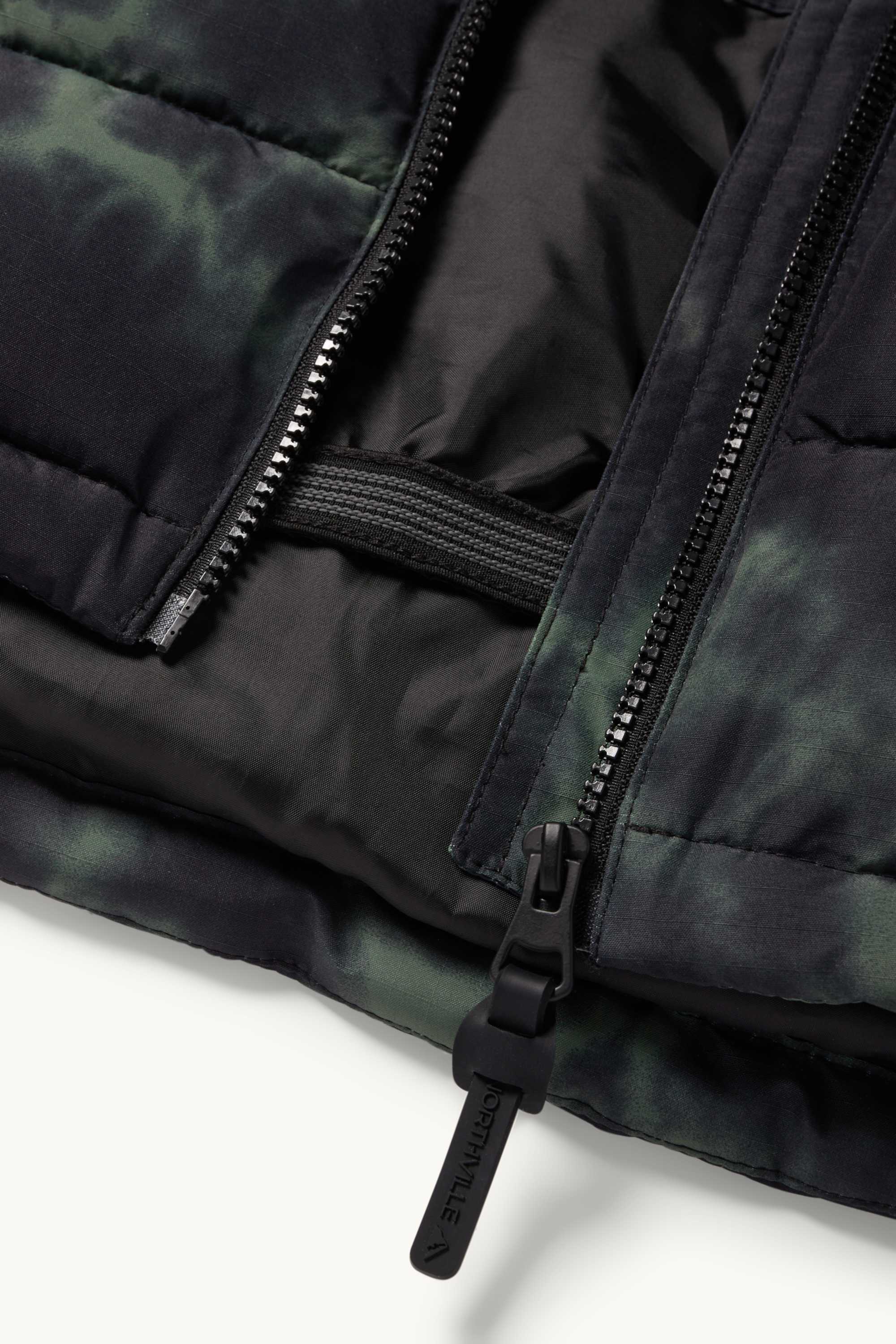 Ski jacket with hood - water-repellent - patterned black