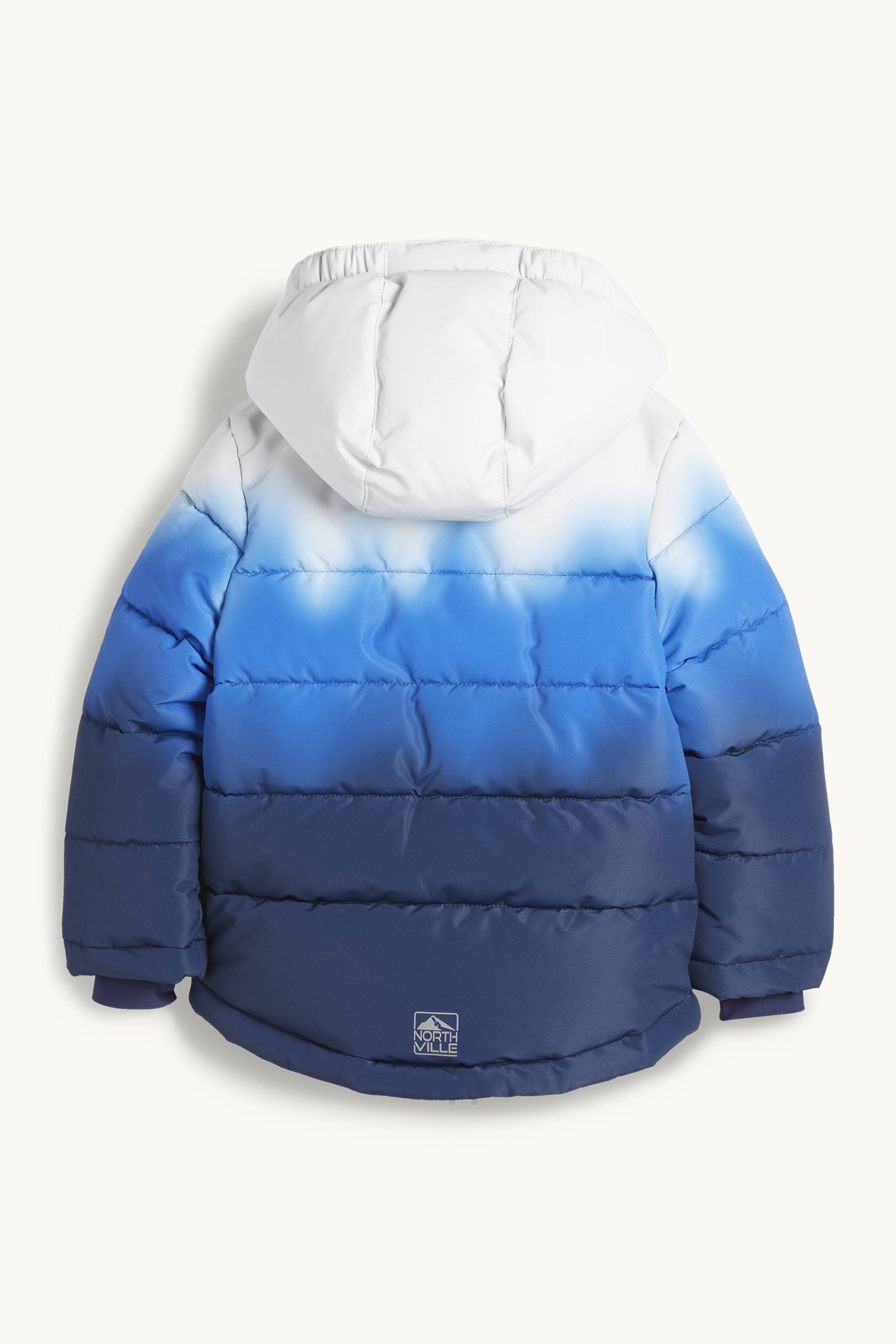 Ski jacket with hood - water-repellent - patterned dark blue
