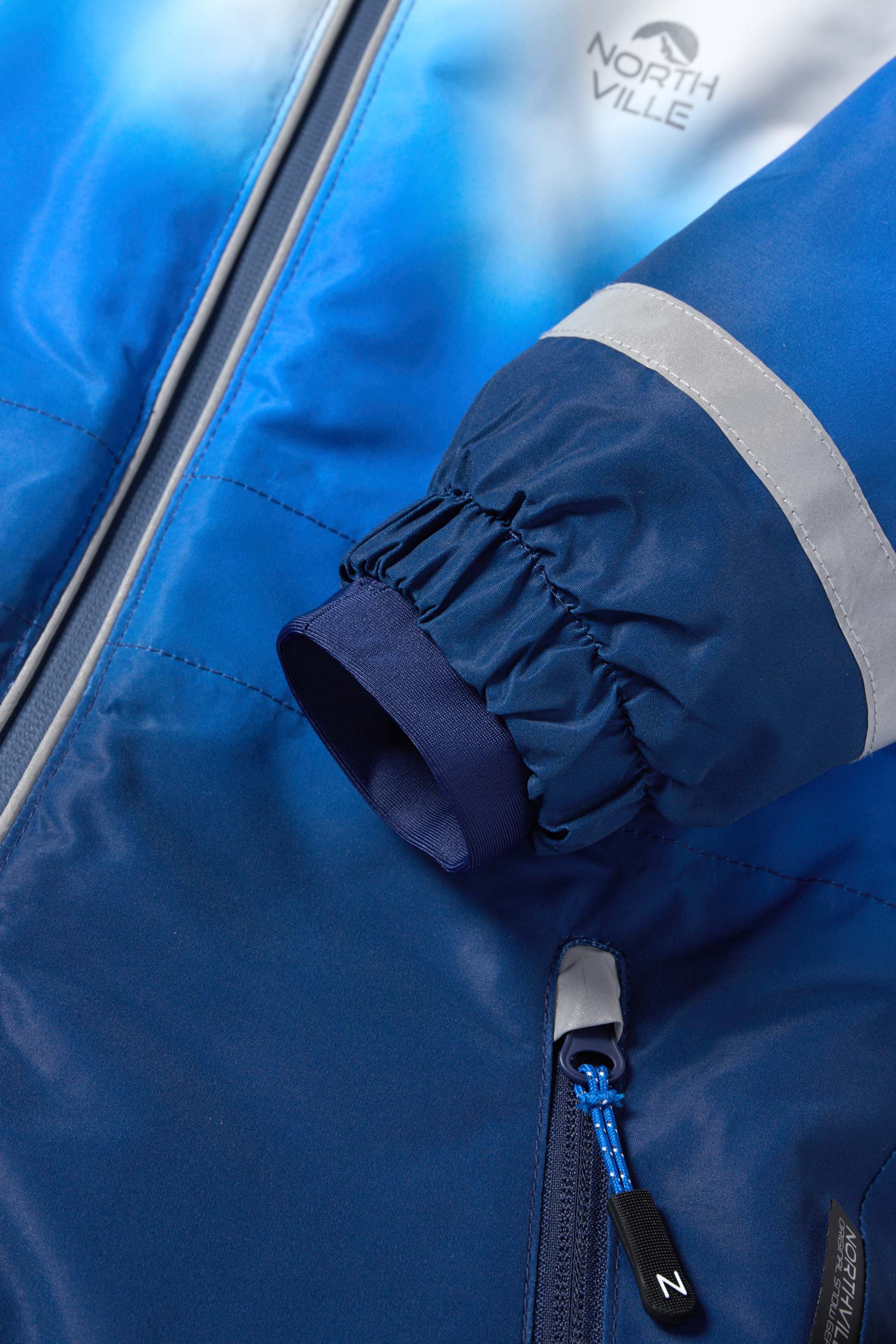 Ski suit with hood - waterproof - patterned blue