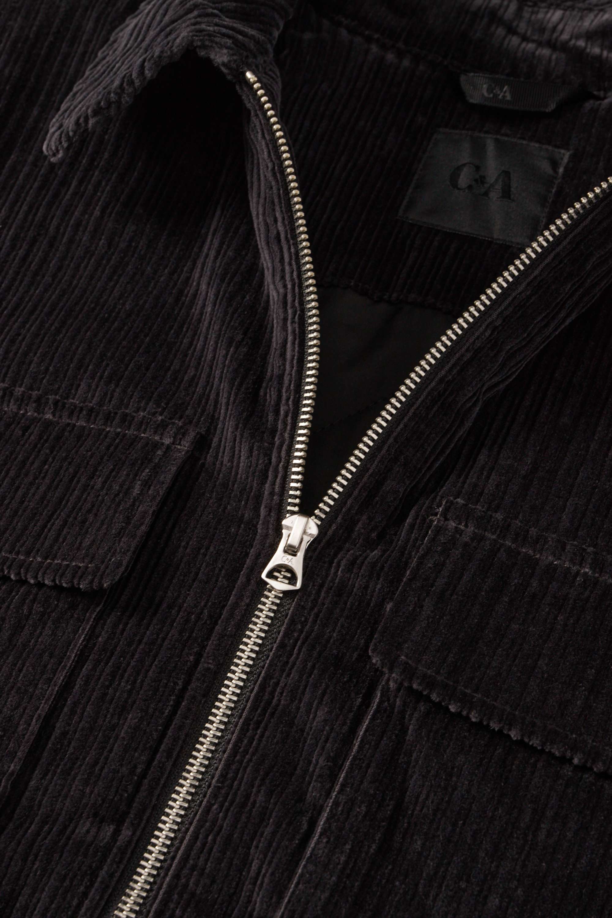 Corduroy shirt jacket - relaxed fit - lined - kent collar black