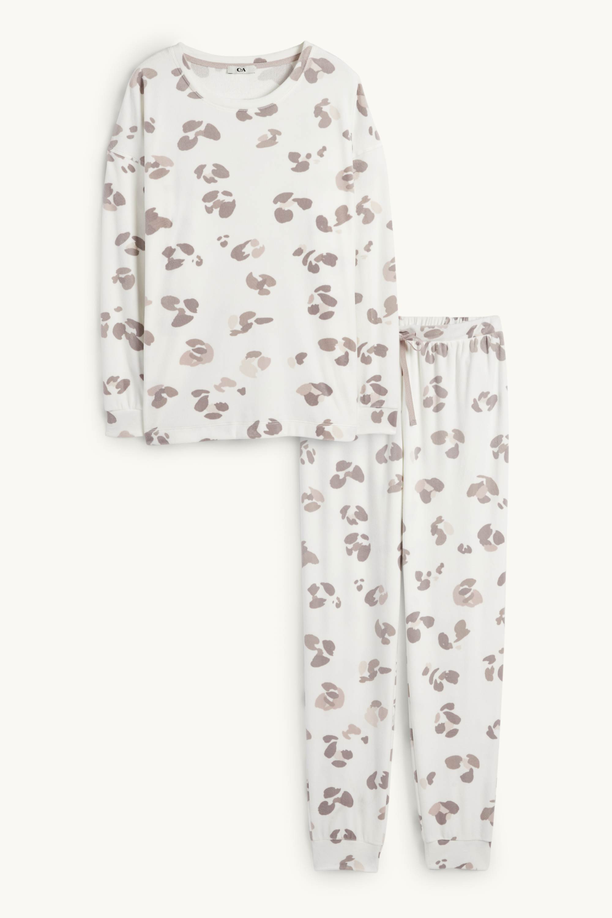 Winter pyjamas - leopard print white