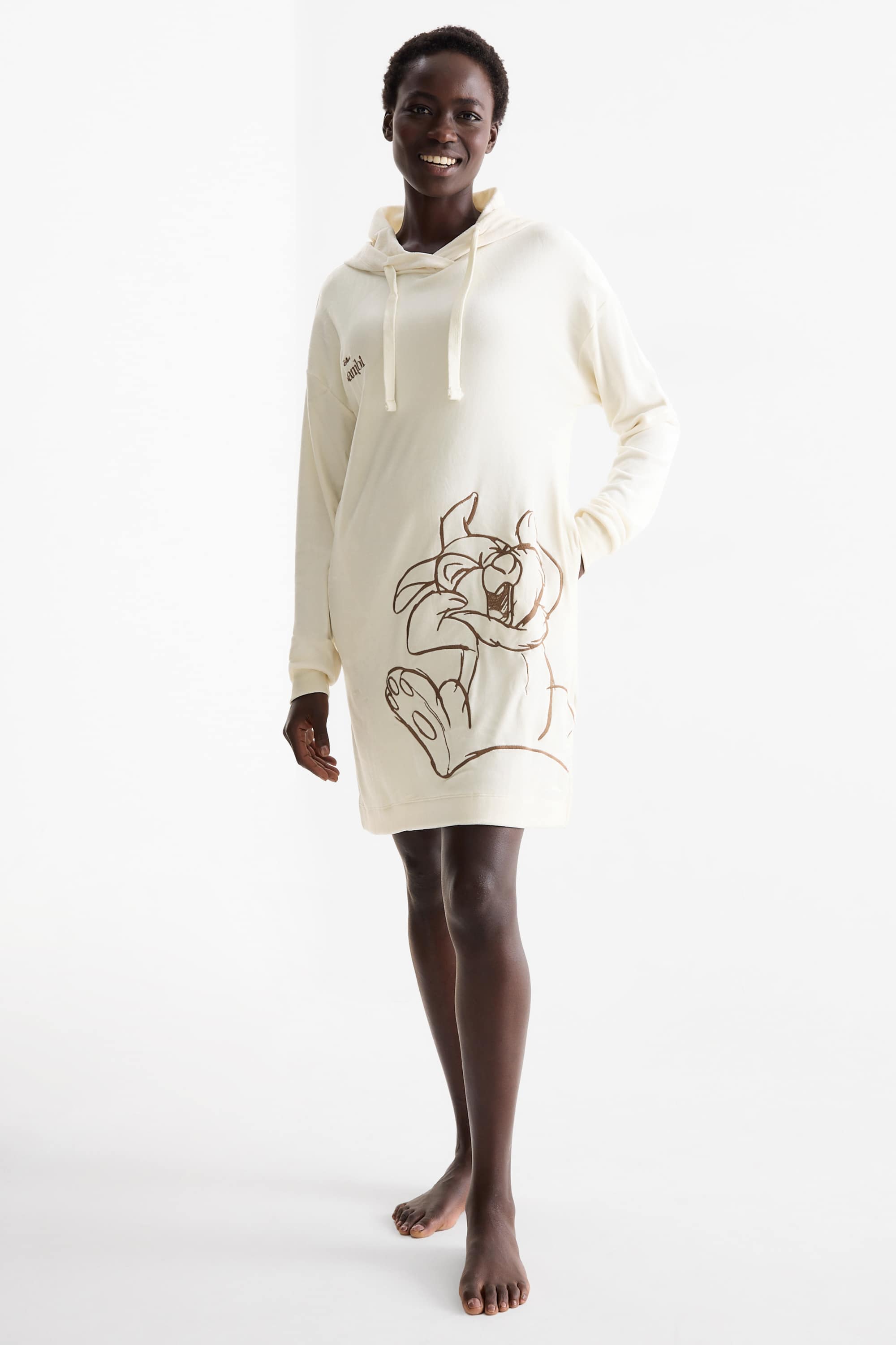 Nightdress with hood - Bambi white