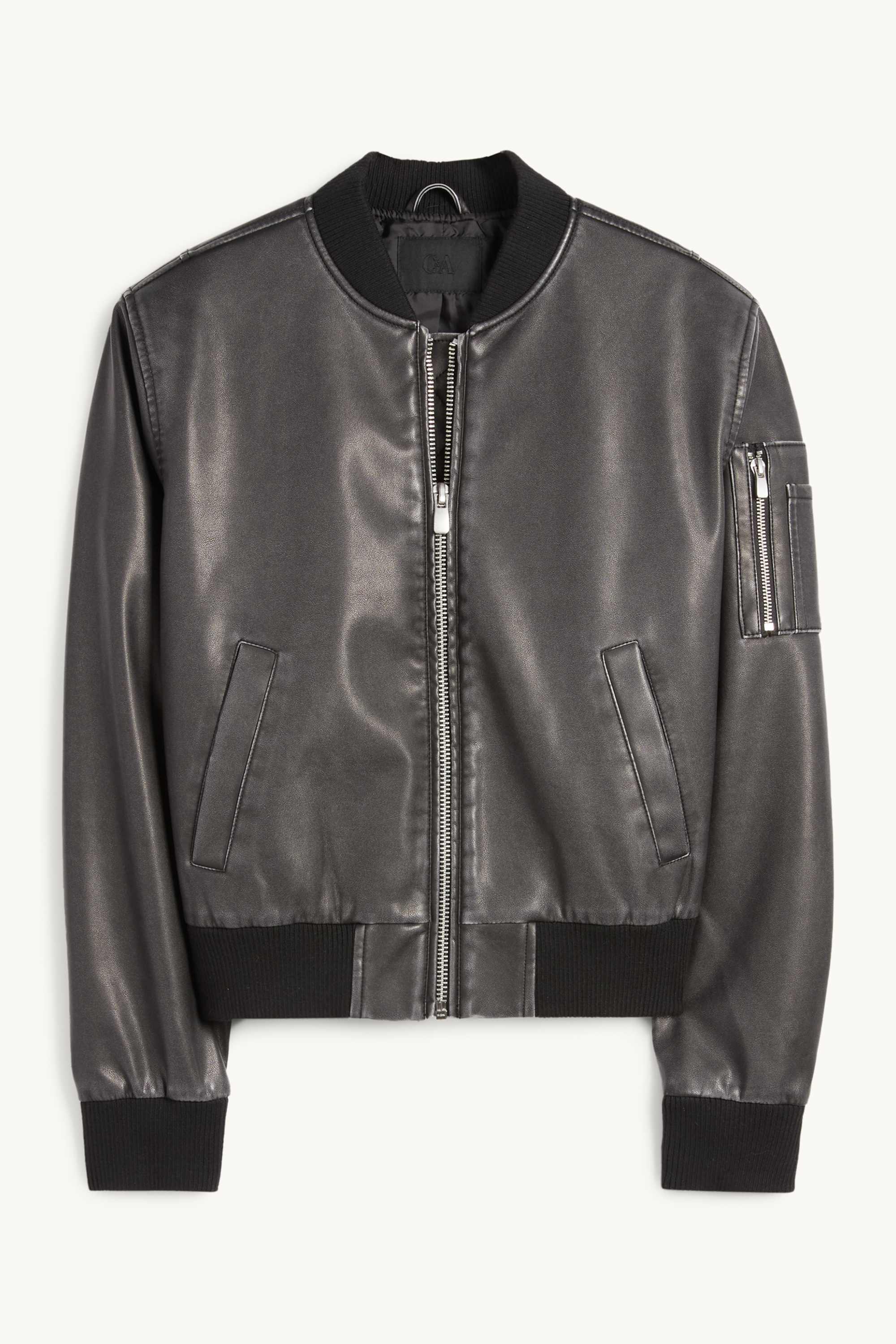 Bomber jacket - faux leather black